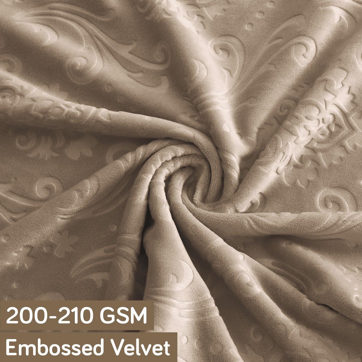 Premium Embossed Velvet Long Back Chair Cover Set of 1/2/4/6, Camel - HOKIPO | Har Ghar ka Humsafar