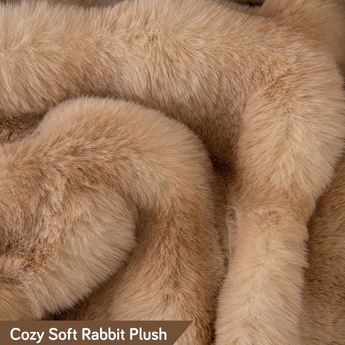 Cozy Premium Brown Gradient Faux Rabbit Wool Sofa Throw Blanket | HOKIPO