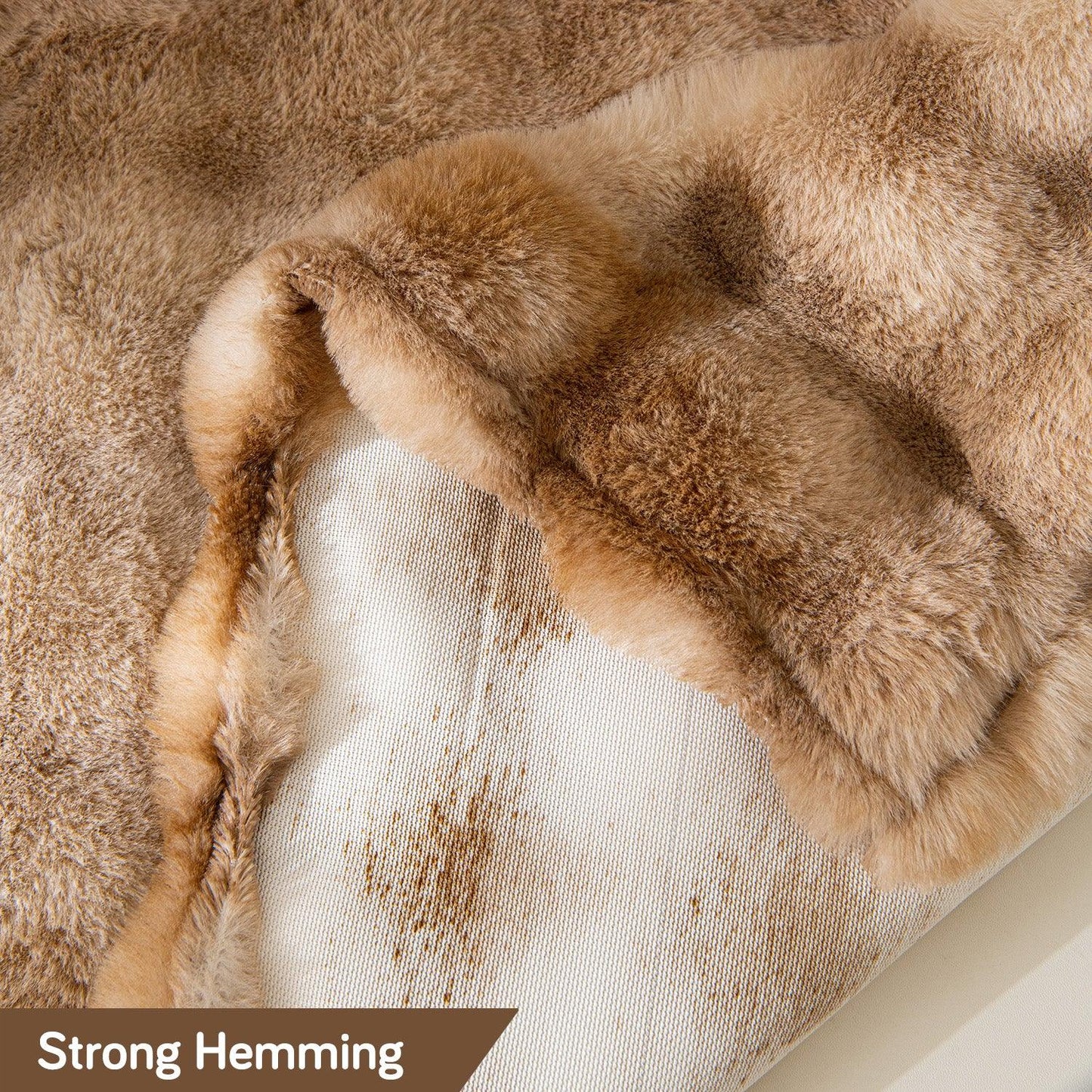 Shop Brown Premium Gradient Faux Rabbit Wool Sofa Throw online at HOKIPO