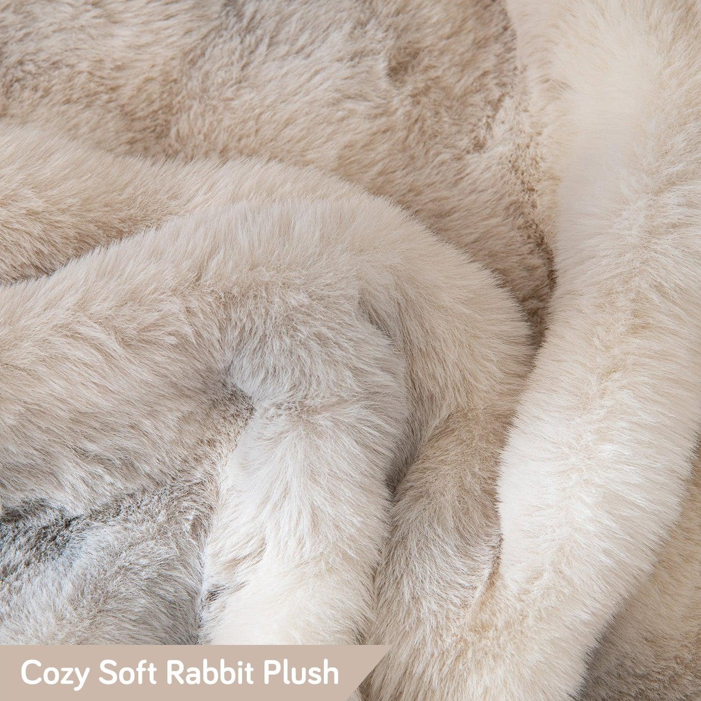 Cozy Premium Cream Gradient Faux Rabbit Wool Sofa Throw Blanket | HOKIPO
