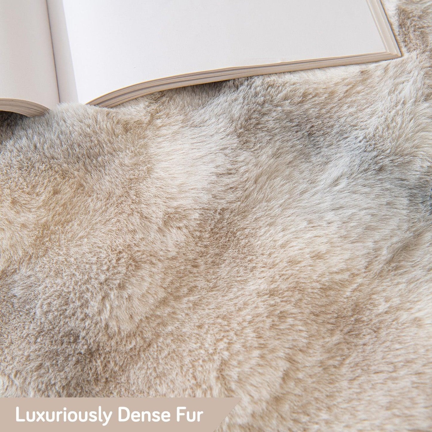 Luxuriously Dense Fur Cream Premium Gradient Faux Rabbit Wool Sofa Throw Blanket | HOKIPO