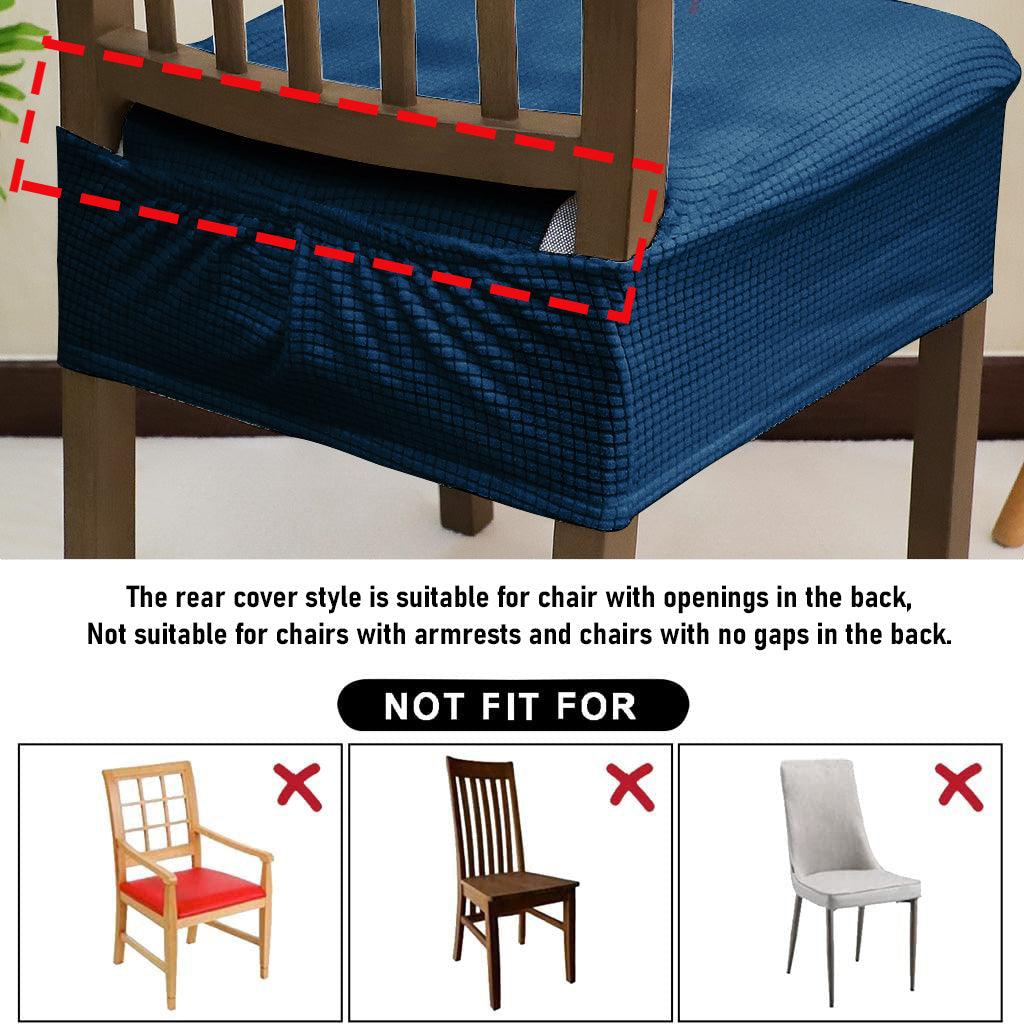 Premium Jacquard Dining Chair Seat Cushion Cover, Dark Blue - HOKIPO | Har Ghar ka Humsafar