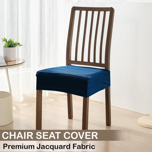Premium Jacquard Dining Chair Seat Cushion Cover, Dark Blue - HOKIPO | Har Ghar ka Humsafar
