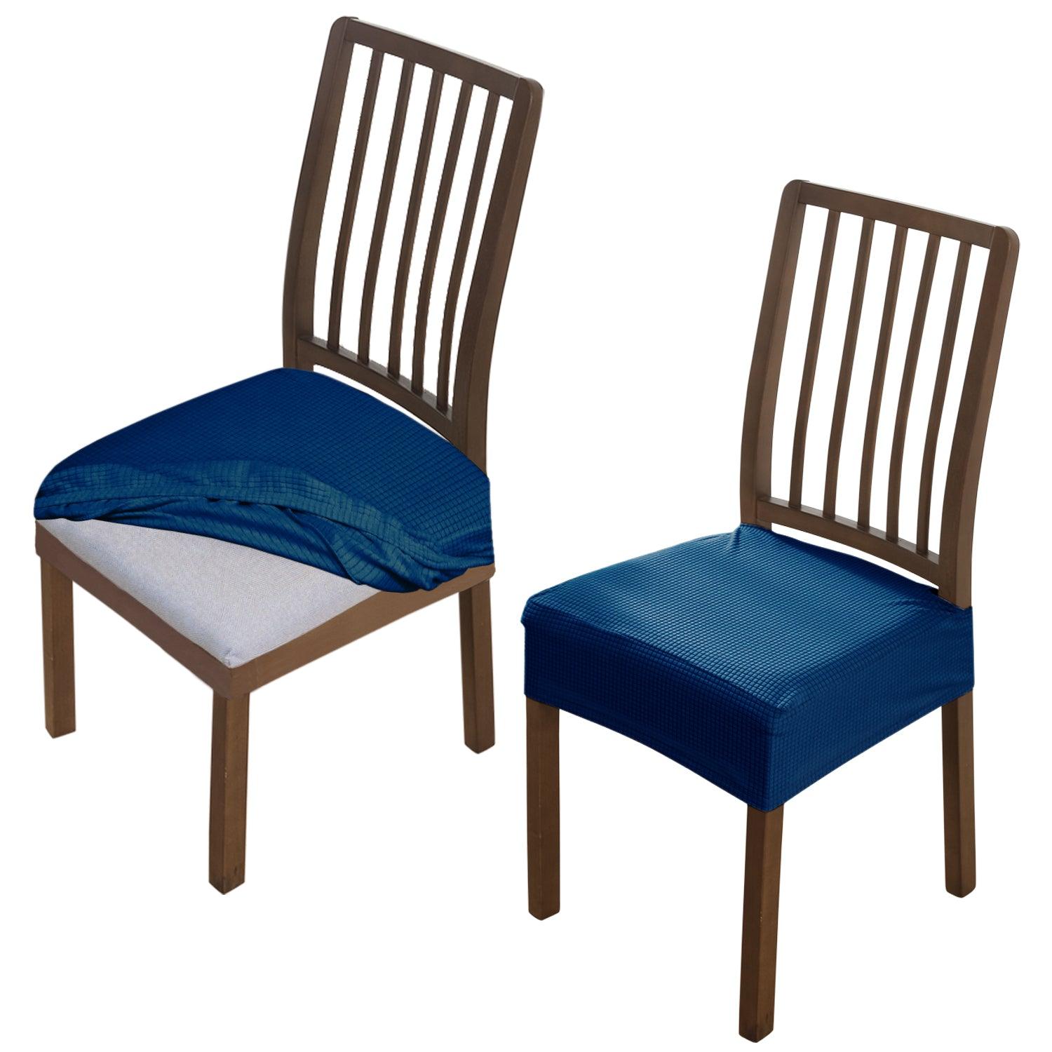 Premium Jacquard Dining Chair Seat Cushion Cover, Dark Blue - HOKIPO | Har Ghar ka Humsafar