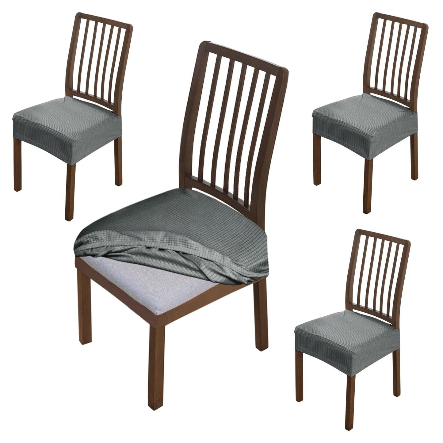 Premium Jacquard Dining Chair Cover, Dark Grey - HOKIPO | Har Ghar ka Humsafar
