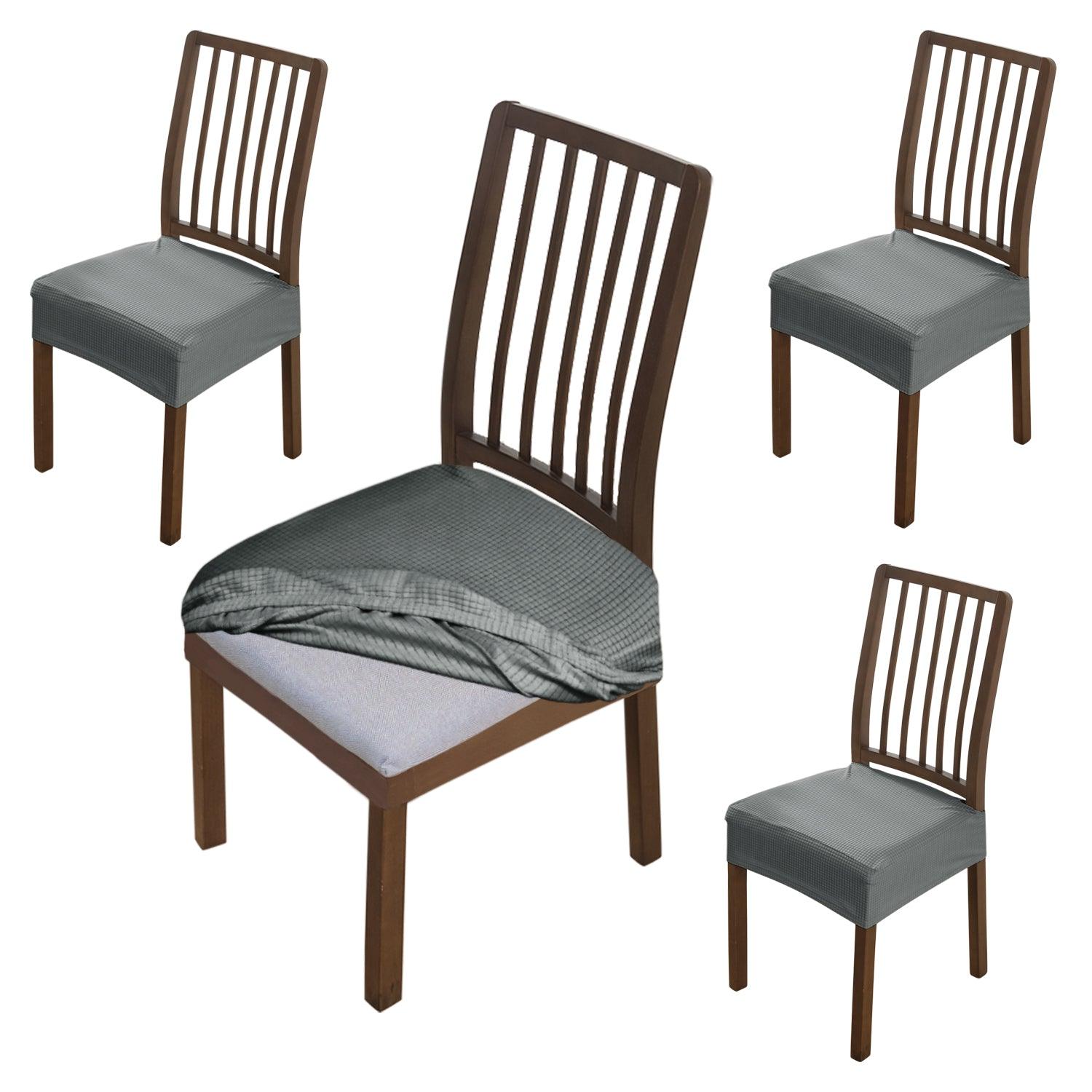 Premium Jacquard Dining Chair Cover, Dark Grey - HOKIPO | Har Ghar ka Humsafar