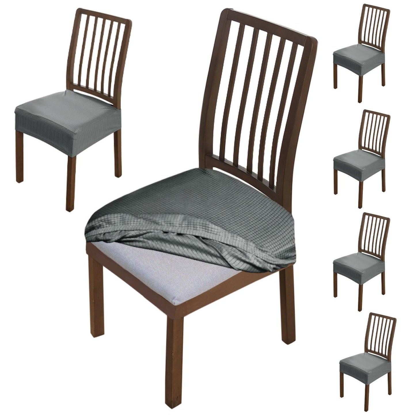 Premium Jacquard Dining Chair Cover, Dark Grey - HOKIPO | Har Ghar ka Humsafar