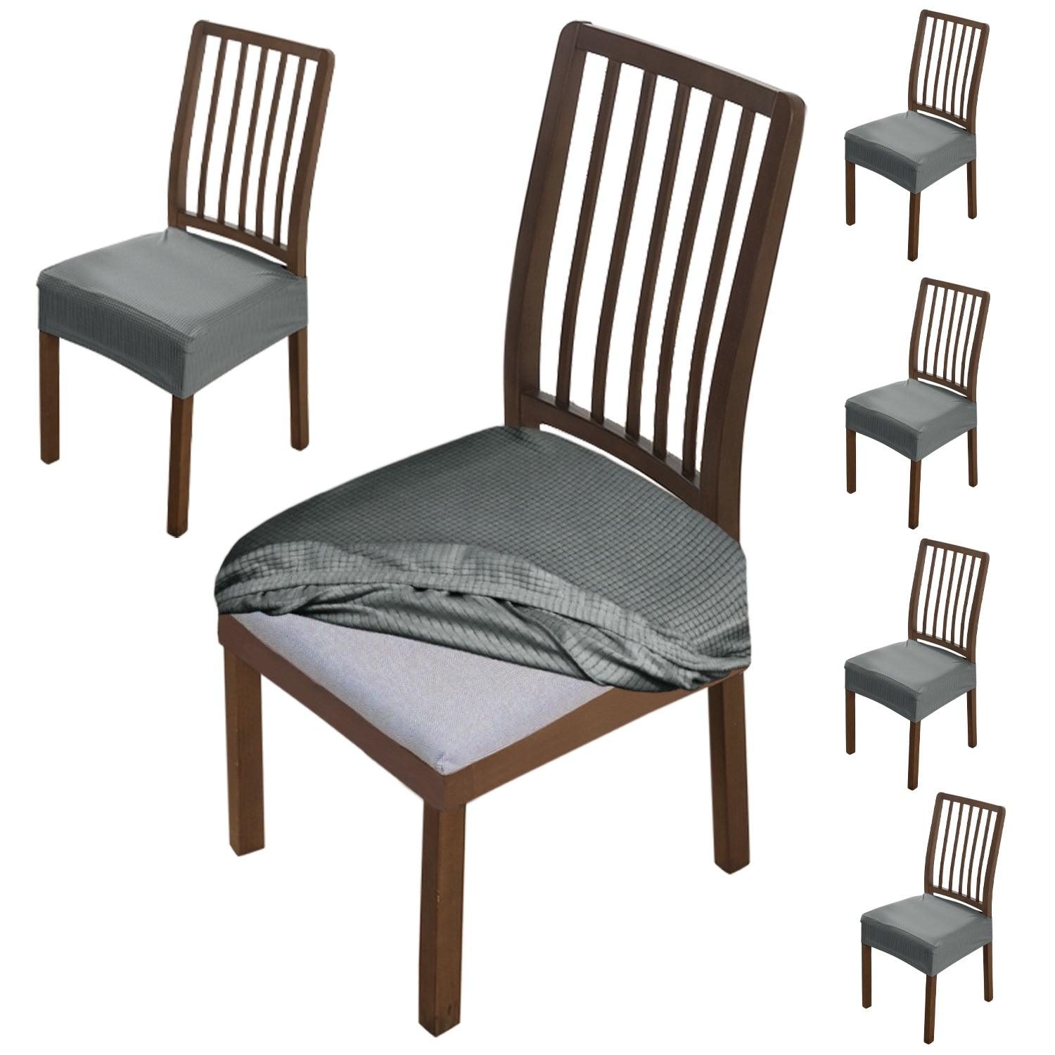 Premium Jacquard Dining Chair Cover, Dark Grey - HOKIPO | Har Ghar ka Humsafar