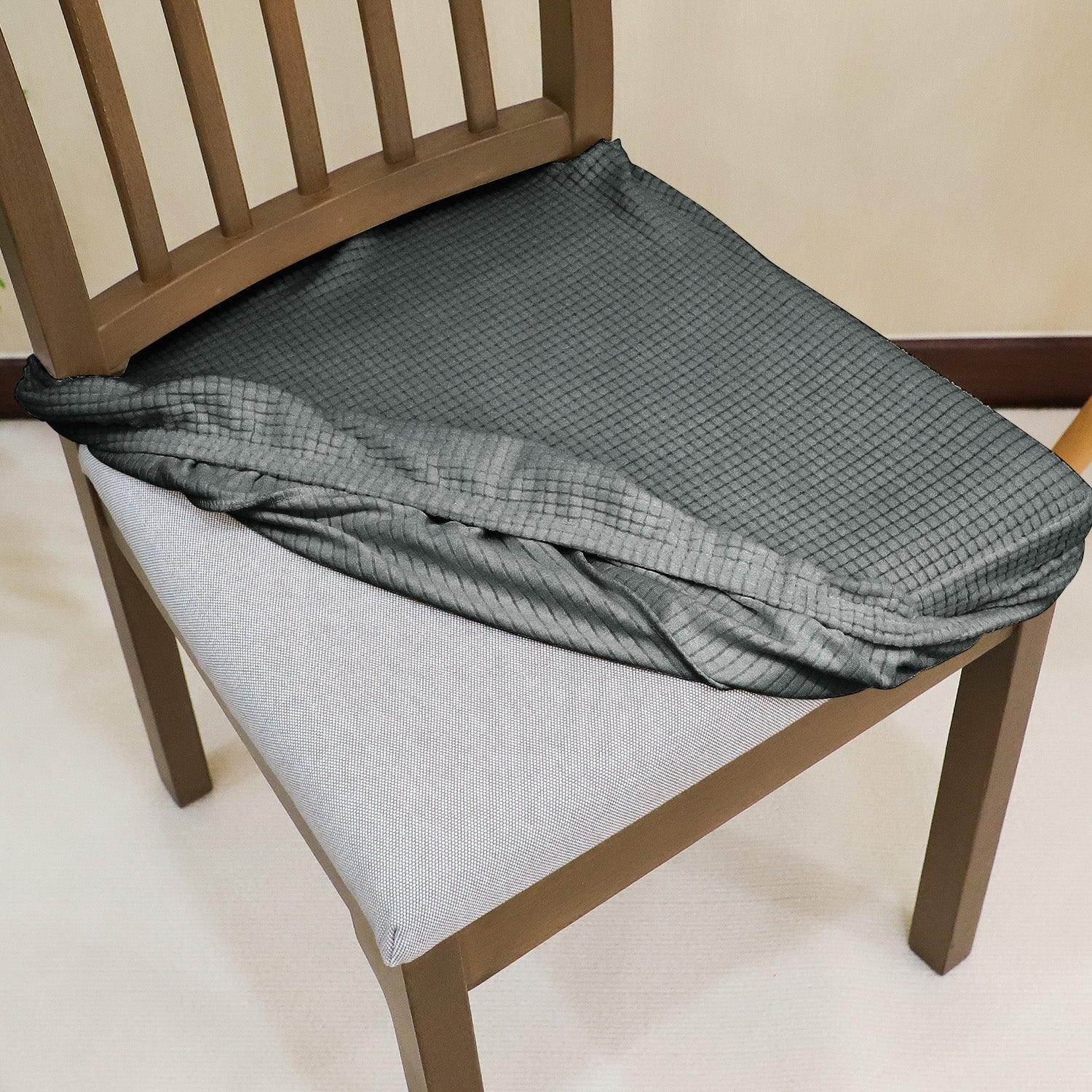 Premium Jacquard Dining Chair Cover, Dark Grey - HOKIPO | Har Ghar ka Humsafar