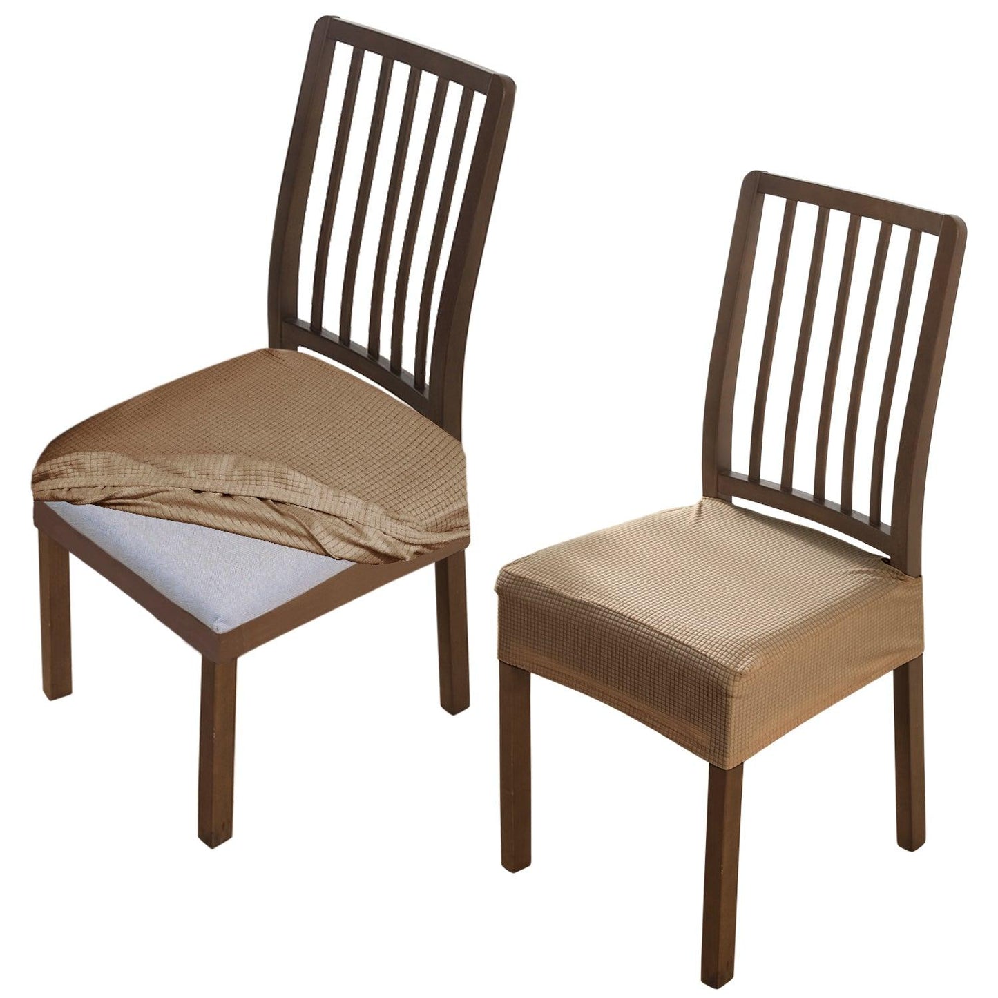 Premium Jacquard Dining Chair Seat Cushion Cover, Light Brown - HOKIPO | Har Ghar ka Humsafar