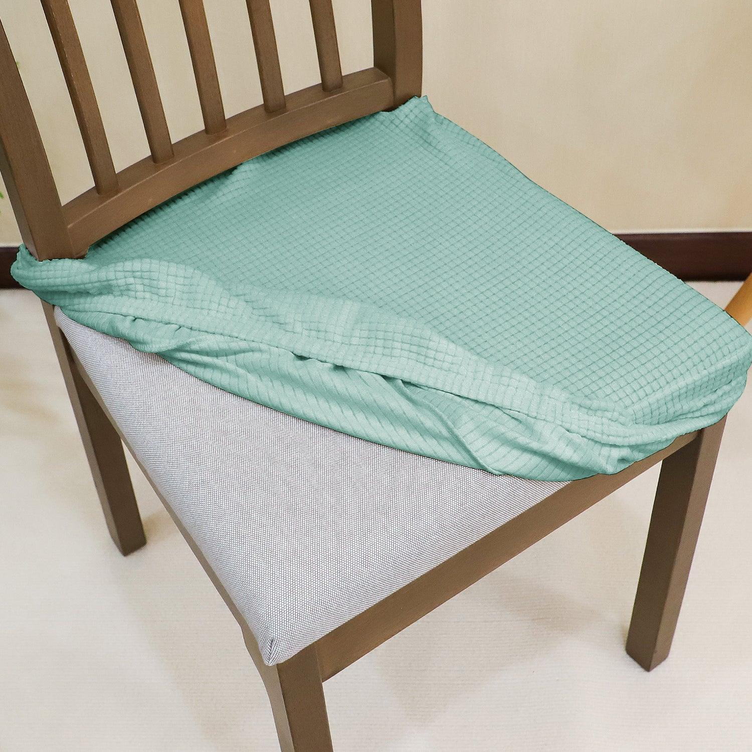 Premium Jacquard Dining Chair Seat Cushion Cover, Light Green - HOKIPO | Har Ghar ka Humsafar