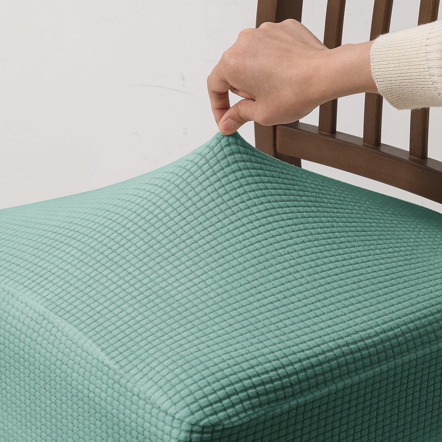 Premium Jacquard Dining Chair Seat Cushion Cover, Light Green - HOKIPO | Har Ghar ka Humsafar