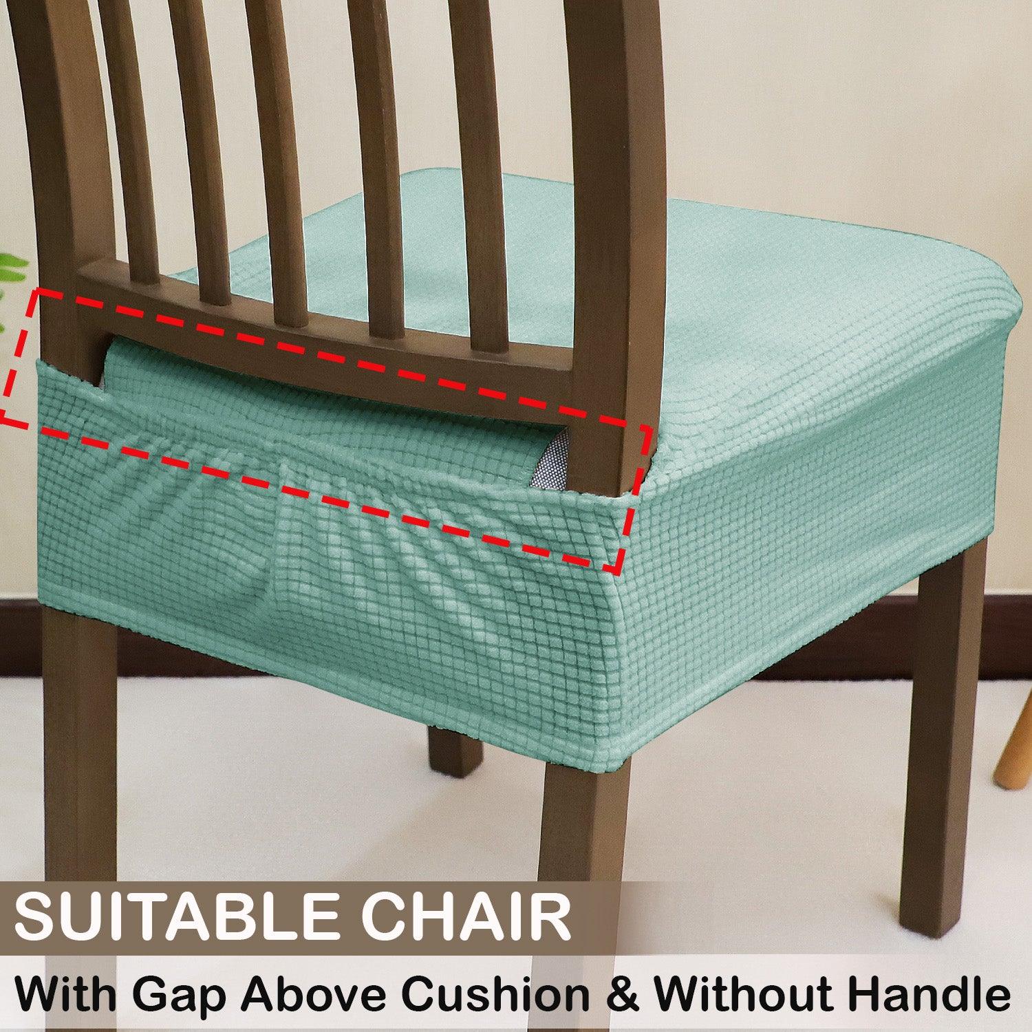 Premium Jacquard Dining Chair Seat Cushion Cover, Light Green - HOKIPO | Har Ghar ka Humsafar