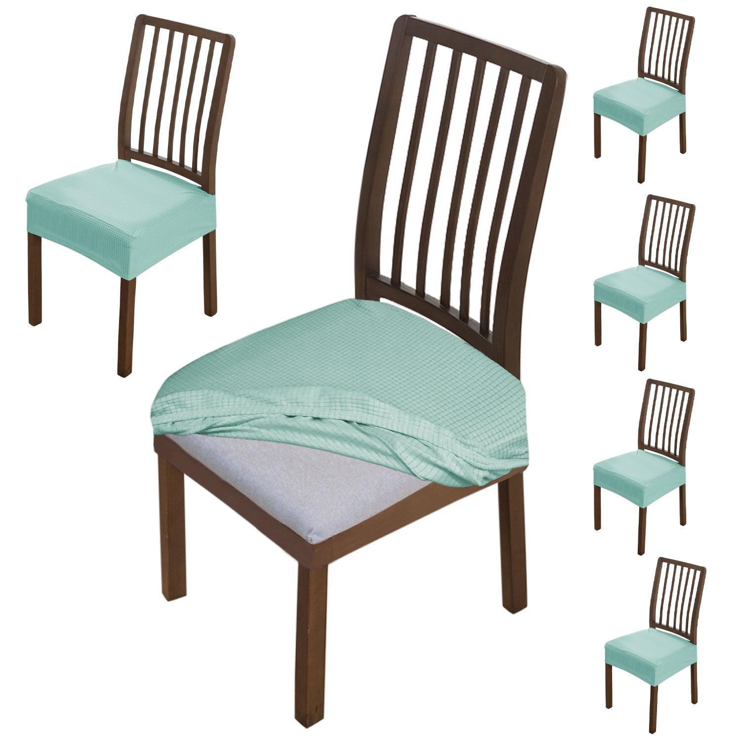 Premium Jacquard Dining Chair Seat Cushion Cover, Light Green - HOKIPO | Har Ghar ka Humsafar