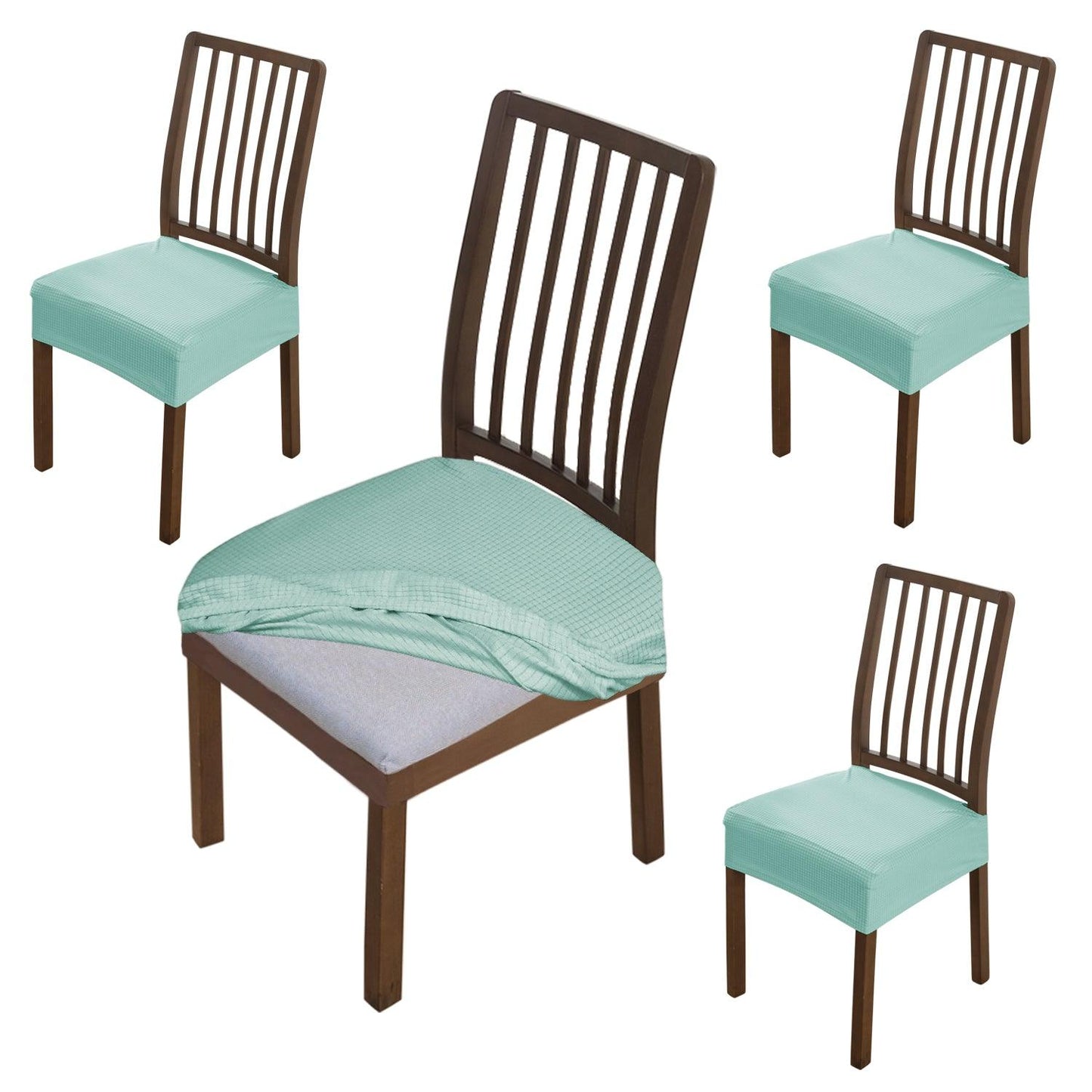 Premium Jacquard Dining Chair Seat Cushion Cover, Light Green - HOKIPO | Har Ghar ka Humsafar