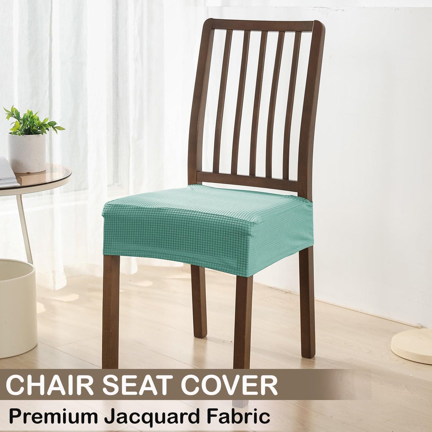 Premium Jacquard Dining Chair Seat Cushion Cover, Light Green - HOKIPO | Har Ghar ka Humsafar