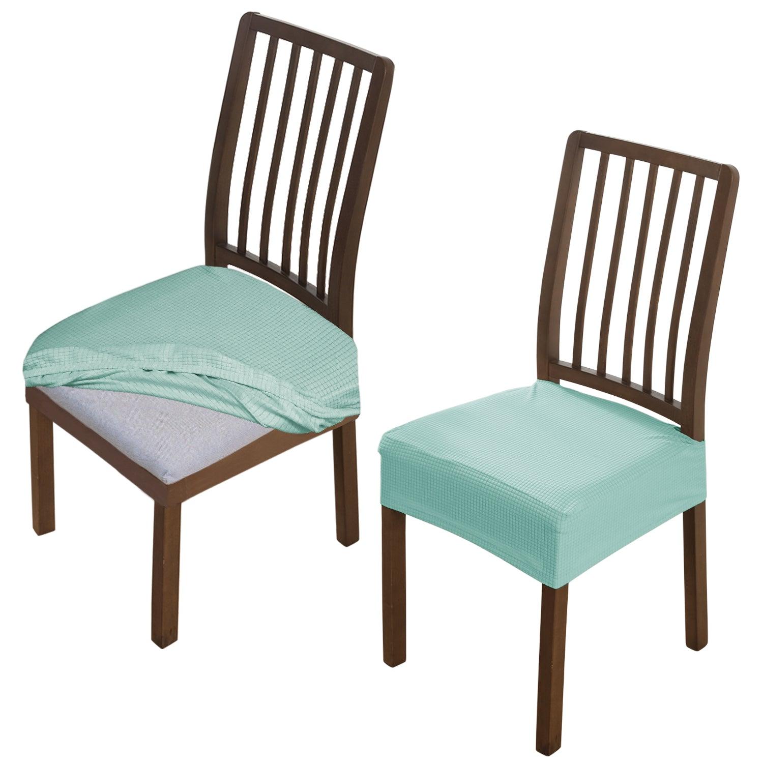 Premium Jacquard Dining Chair Seat Cushion Cover, Light Green - HOKIPO | Har Ghar ka Humsafar