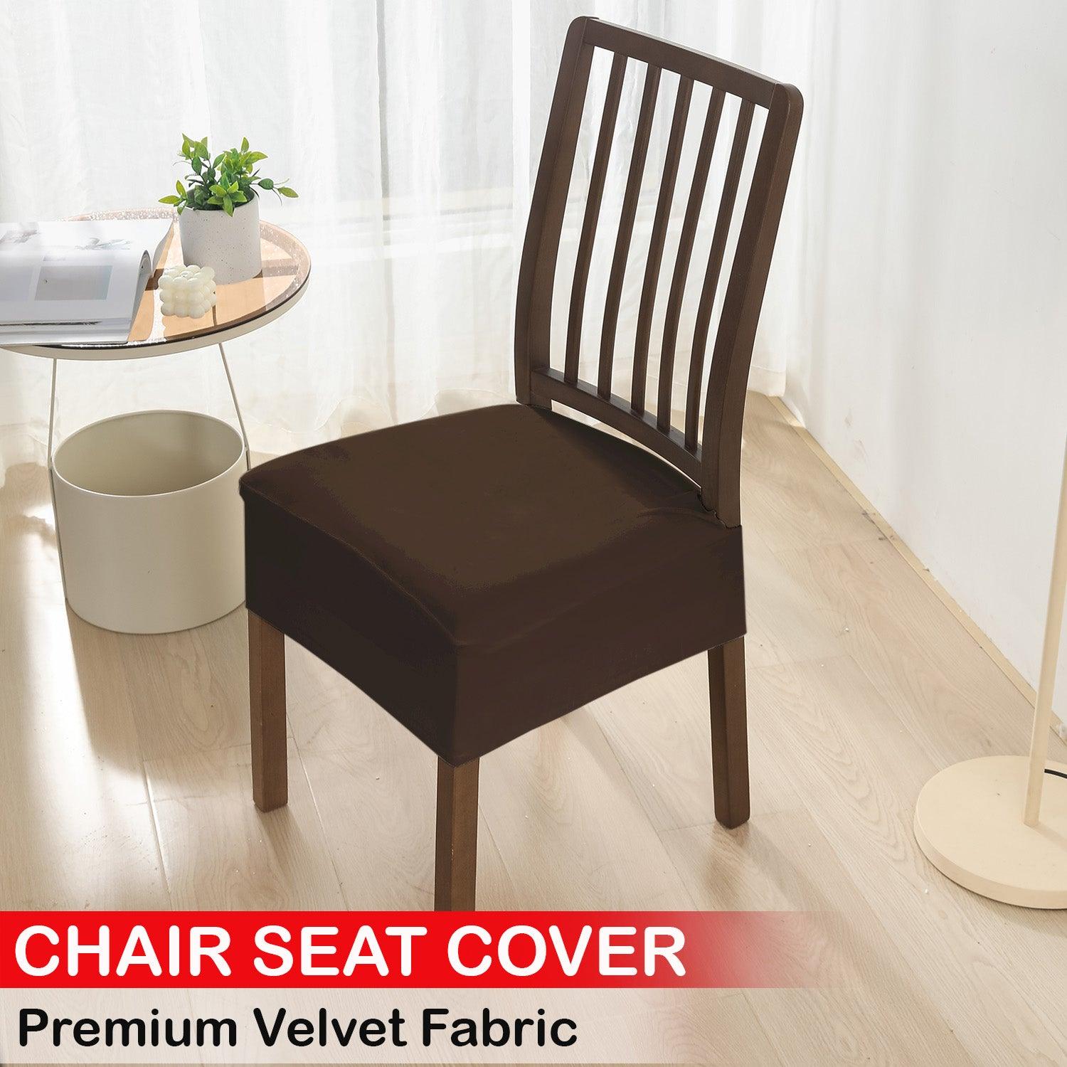 Brown Velvet Elastic Chair Seat Covers Set HOKIPO – HOKIPO Har