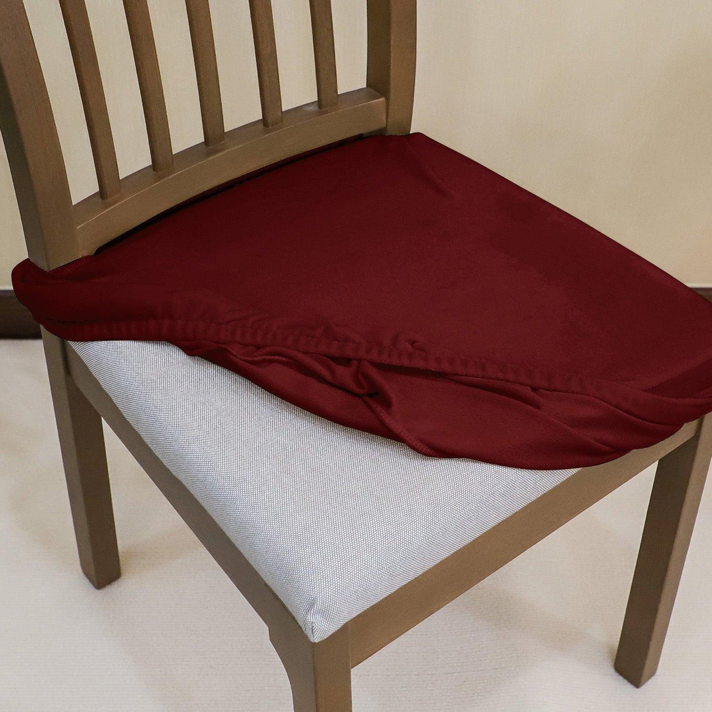 Premium Original Velvet Dining Chair Seat Cushion Cover, Burgundy - HOKIPO | Har Ghar ka Humsafar