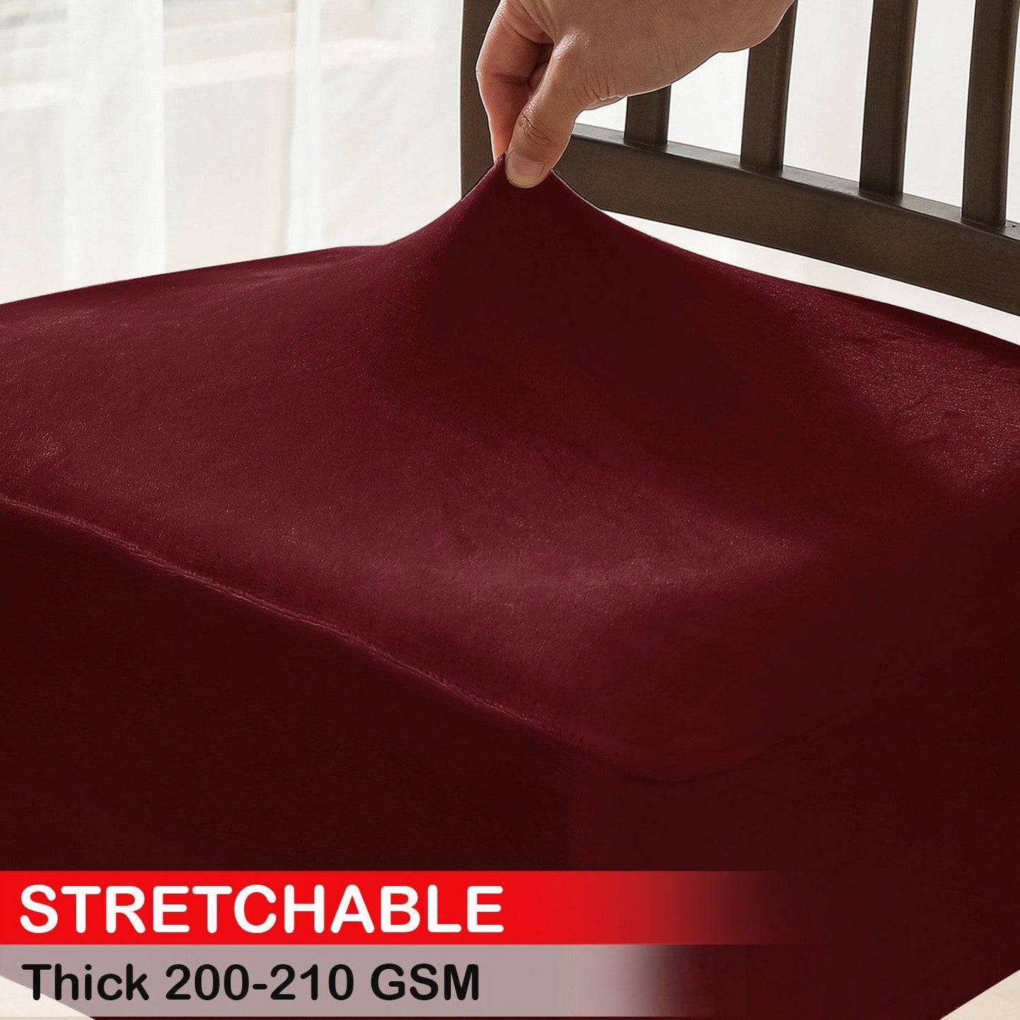 Premium Original Velvet Dining Chair Seat Cushion Cover, Burgundy - HOKIPO | Har Ghar ka Humsafar