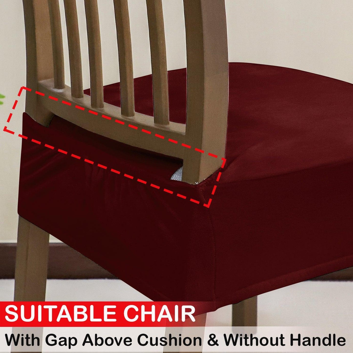 Premium Original Velvet Dining Chair Seat Cushion Cover, Burgundy - HOKIPO | Har Ghar ka Humsafar