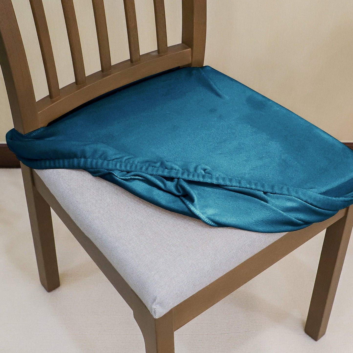 Premium Original Velvet Dining Chair Seat Cushion Cover, Peacock Blue - HOKIPO | Har Ghar ka Humsafar