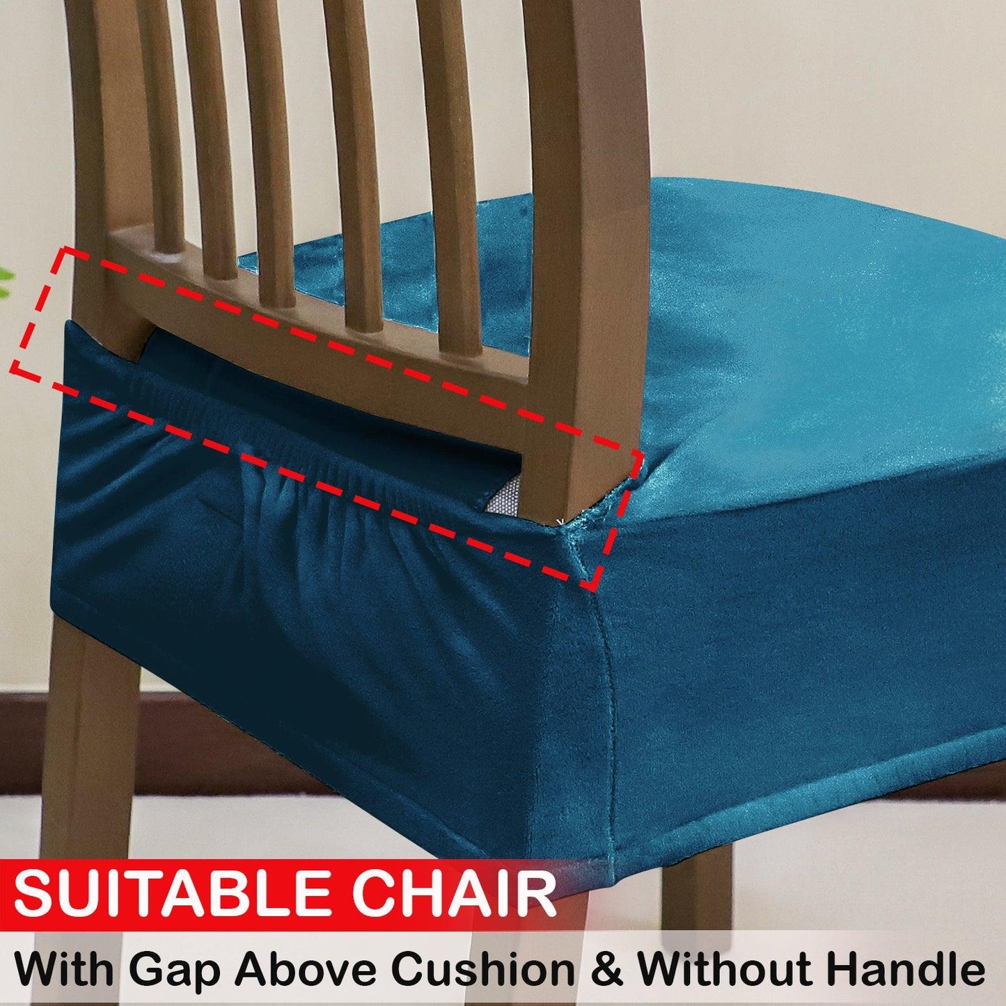 Premium Original Velvet Dining Chair Seat Cushion Cover, Peacock Blue - HOKIPO | Har Ghar ka Humsafar