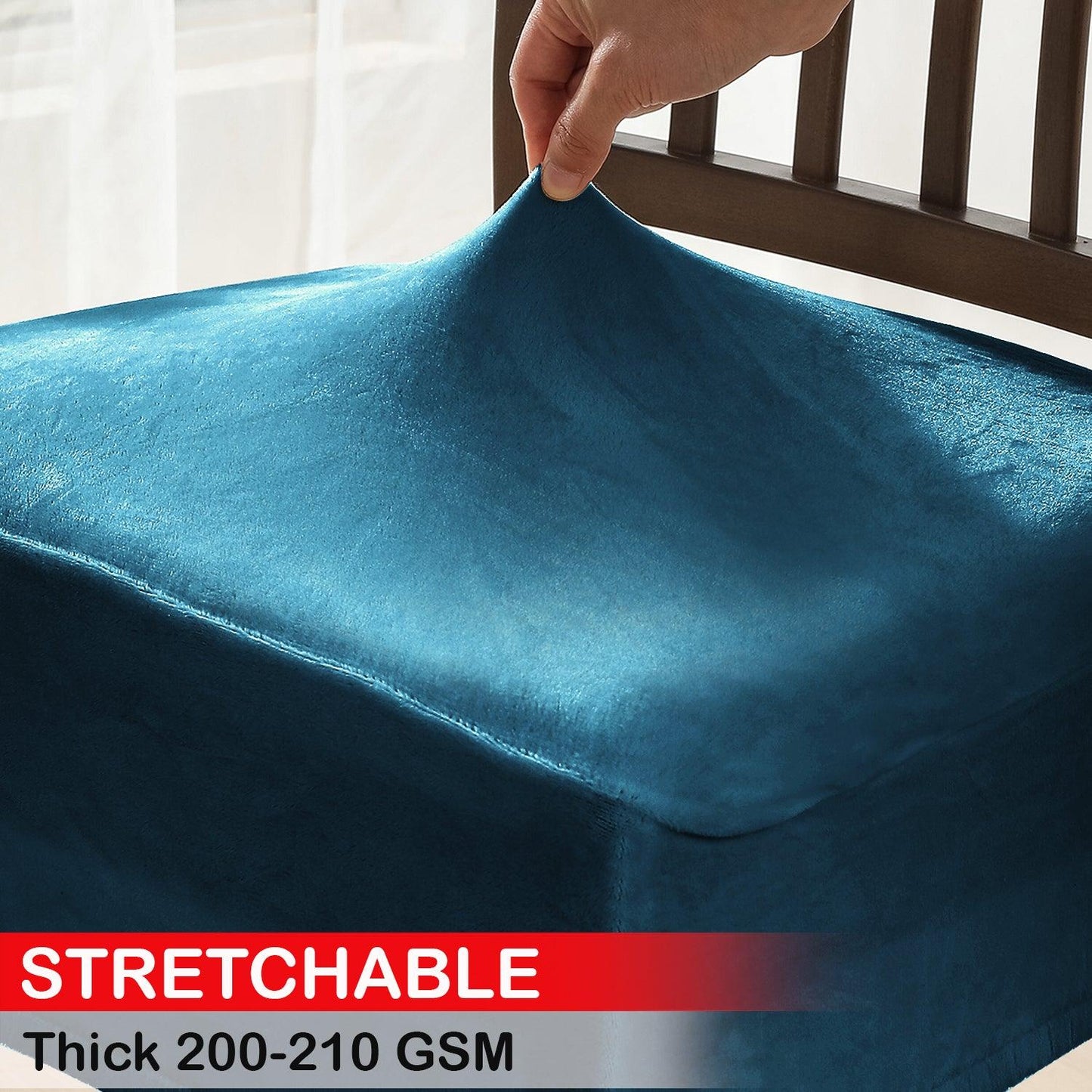 Premium Original Velvet Dining Chair Seat Cushion Cover, Peacock Blue - HOKIPO | Har Ghar ka Humsafar