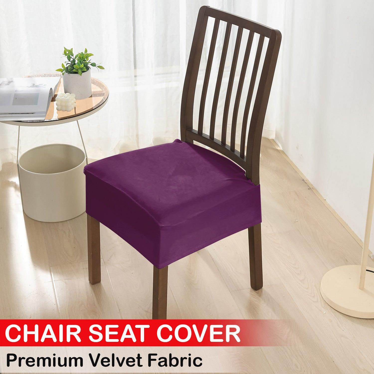 Purple Velvet Dining Chair Seat Covers Set Online HOKIPO