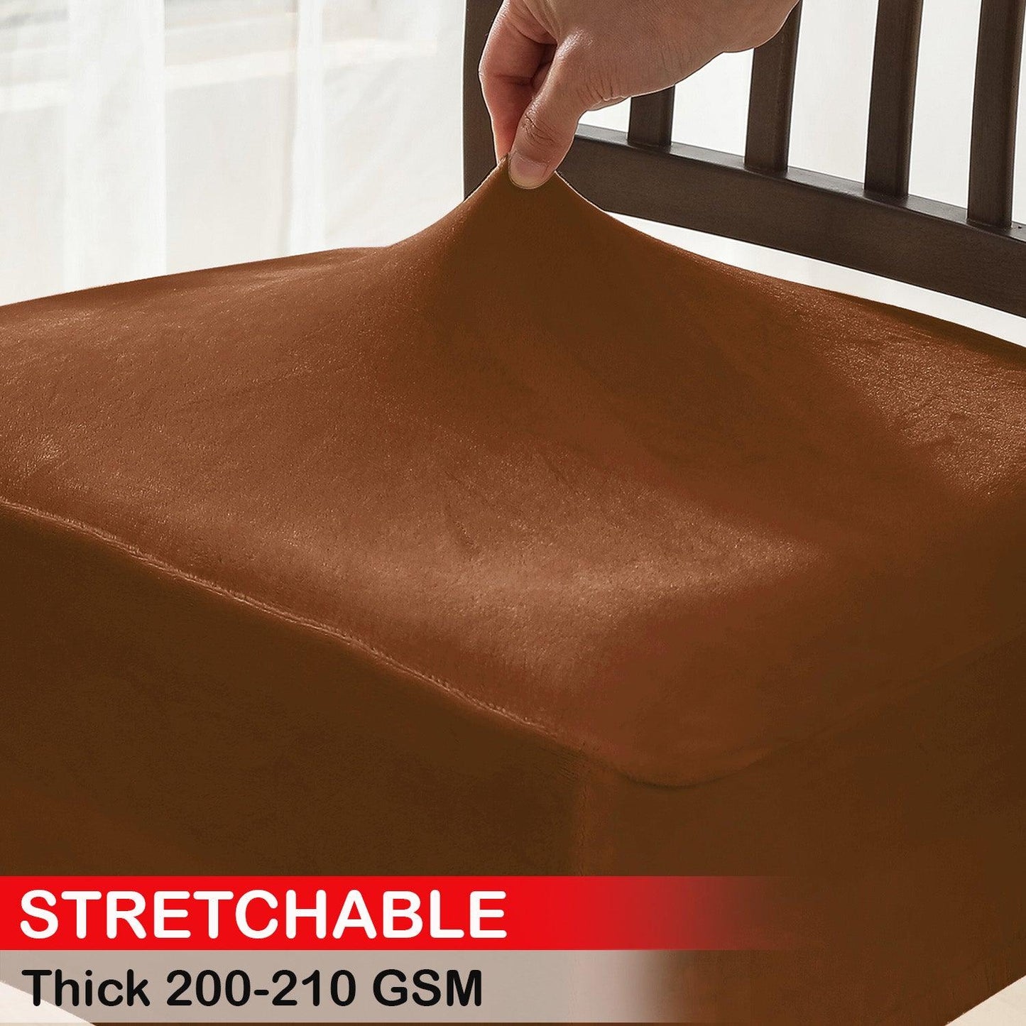 Premium Original Velvet Dining Chair Seat Cushion Cover, Rustic Brown - HOKIPO | Har Ghar ka Humsafar