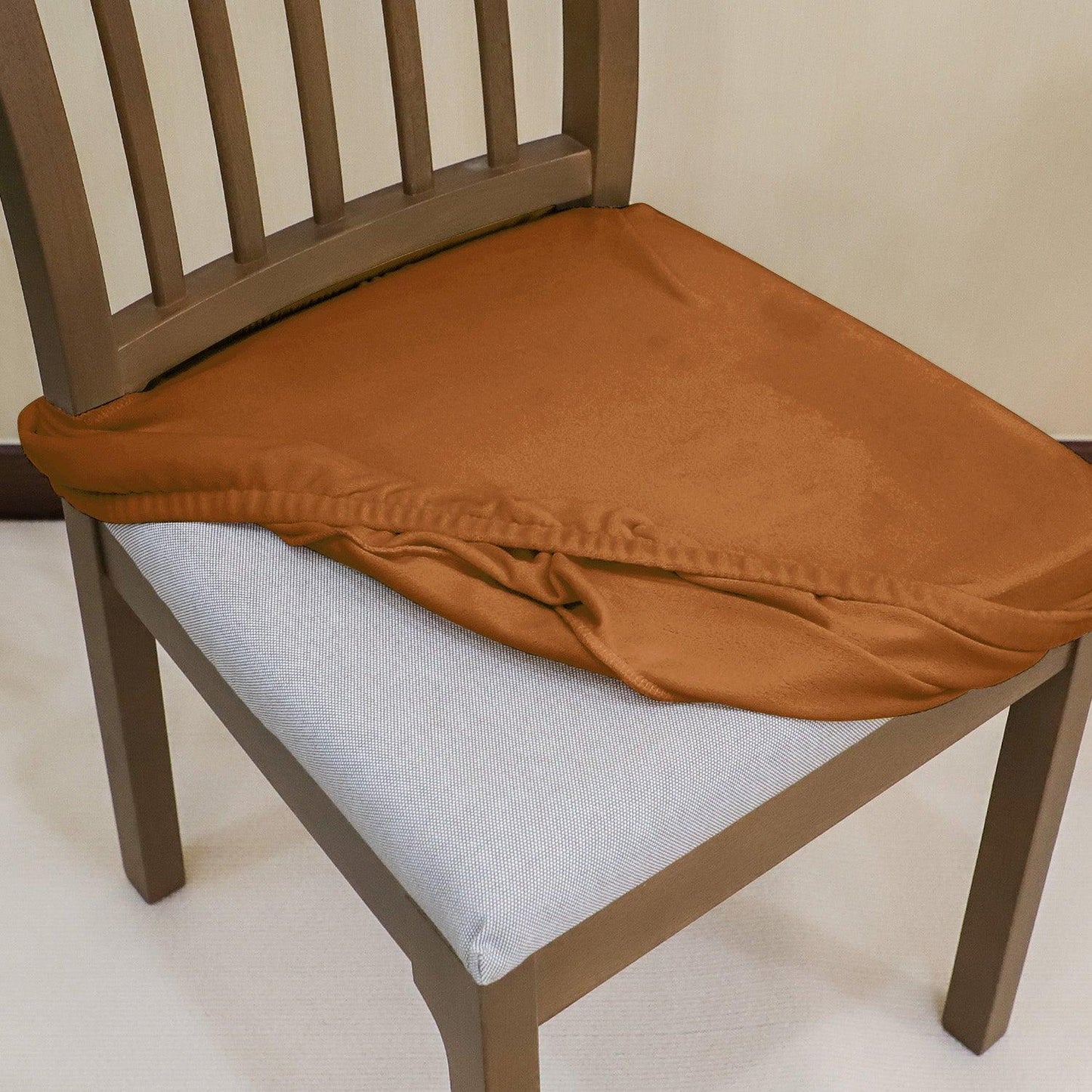 Premium Original Velvet Dining Chair Seat Cushion Cover, Rustic Brown - HOKIPO | Har Ghar ka Humsafar