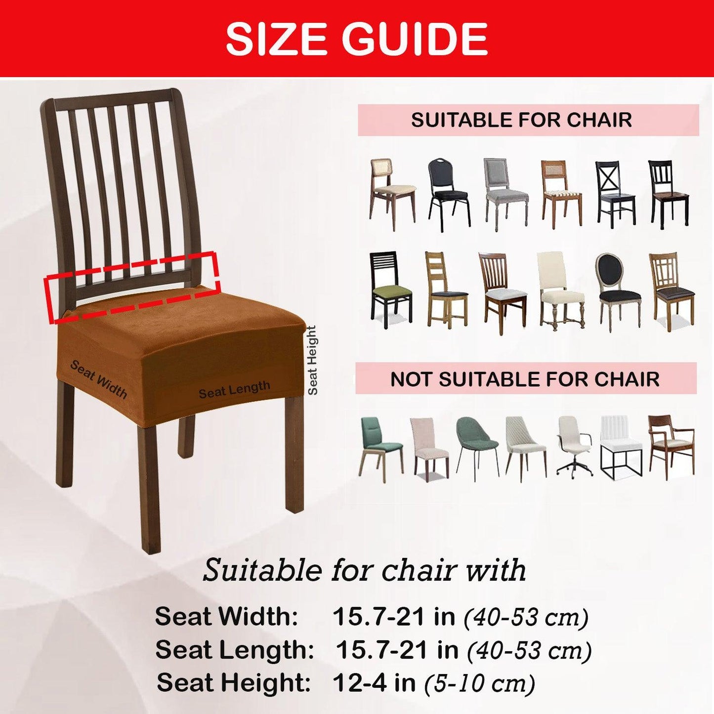 Premium Original Velvet Dining Chair Seat Cushion Cover, Rustic Brown - HOKIPO | Har Ghar ka Humsafar