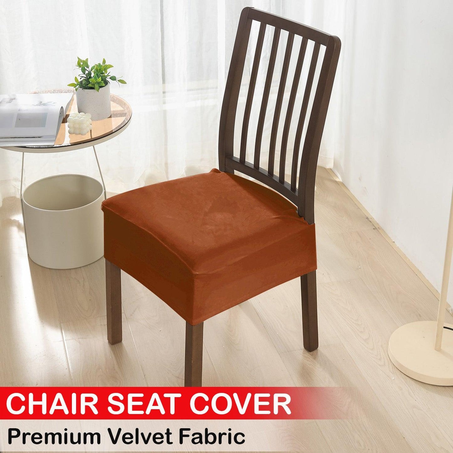 Premium Original Velvet Dining Chair Seat Cushion Cover, Rustic Brown - HOKIPO | Har Ghar ka Humsafar