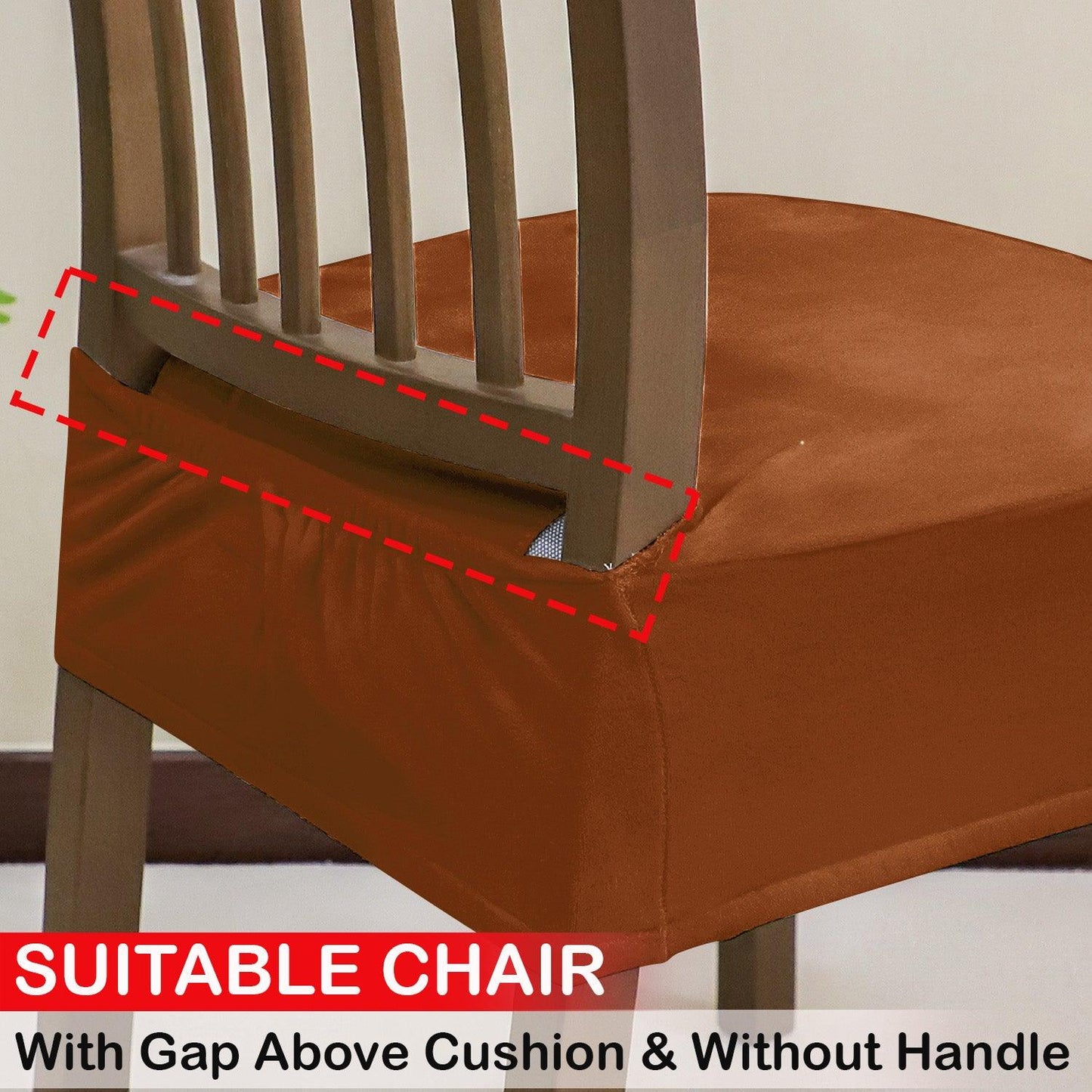 Premium Original Velvet Dining Chair Seat Cushion Cover, Rustic Brown - HOKIPO | Har Ghar ka Humsafar