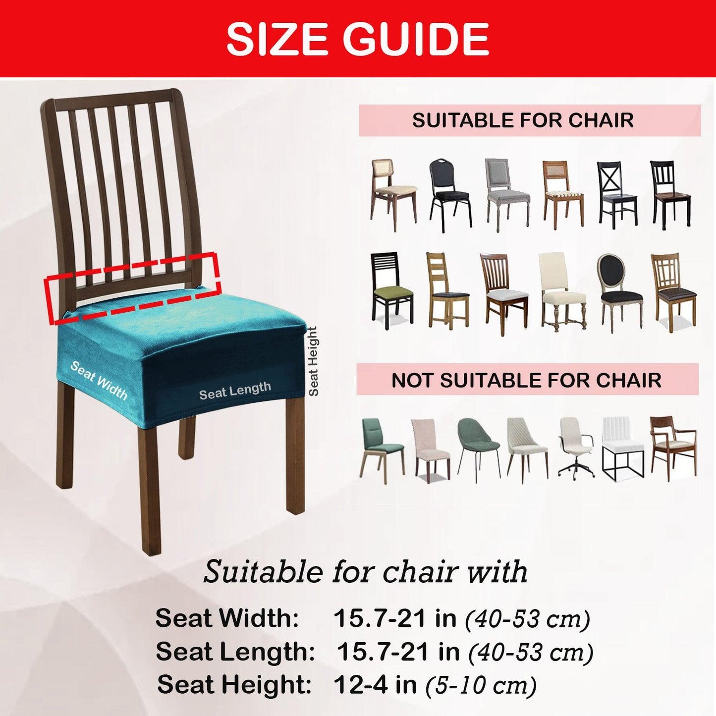 Premium Original Velvet Dining Chair Seat Cushion Cover, Turquoise - HOKIPO | Har Ghar ka Humsafar