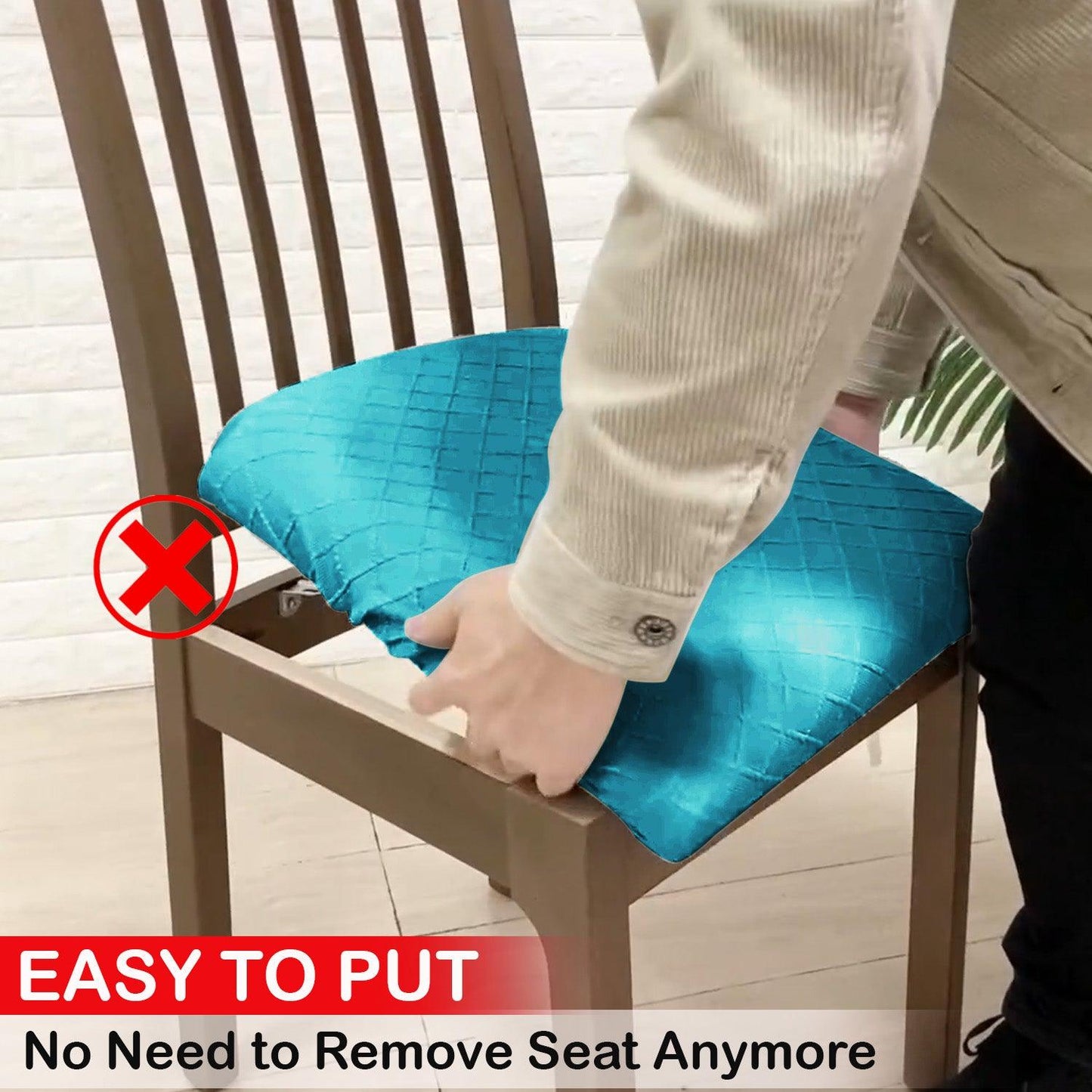 Premium Original Velvet Dining Chair Seat Cushion Cover, Turquoise - HOKIPO | Har Ghar ka Humsafar