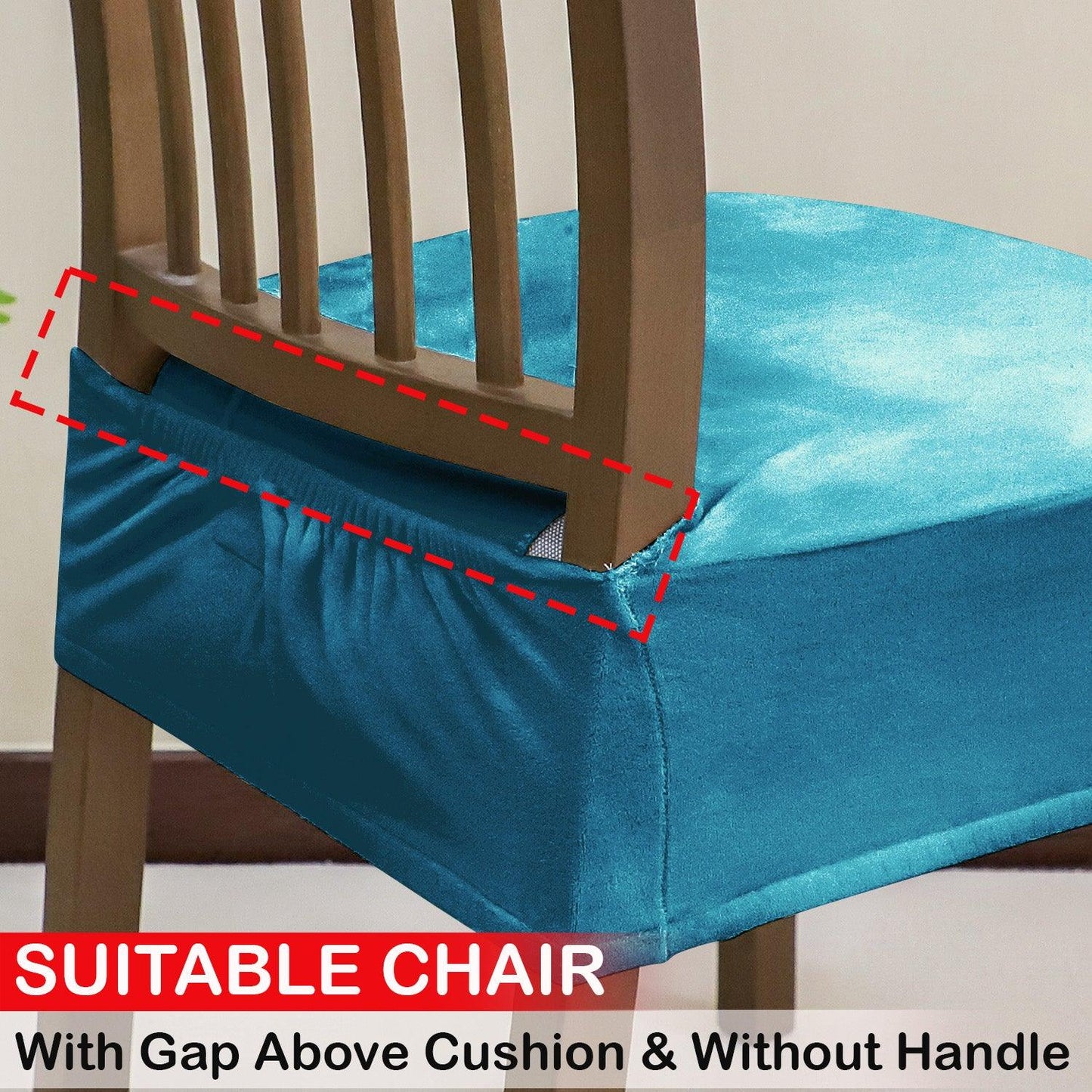 Premium Original Velvet Dining Chair Seat Cushion Cover, Turquoise - HOKIPO | Har Ghar ka Humsafar