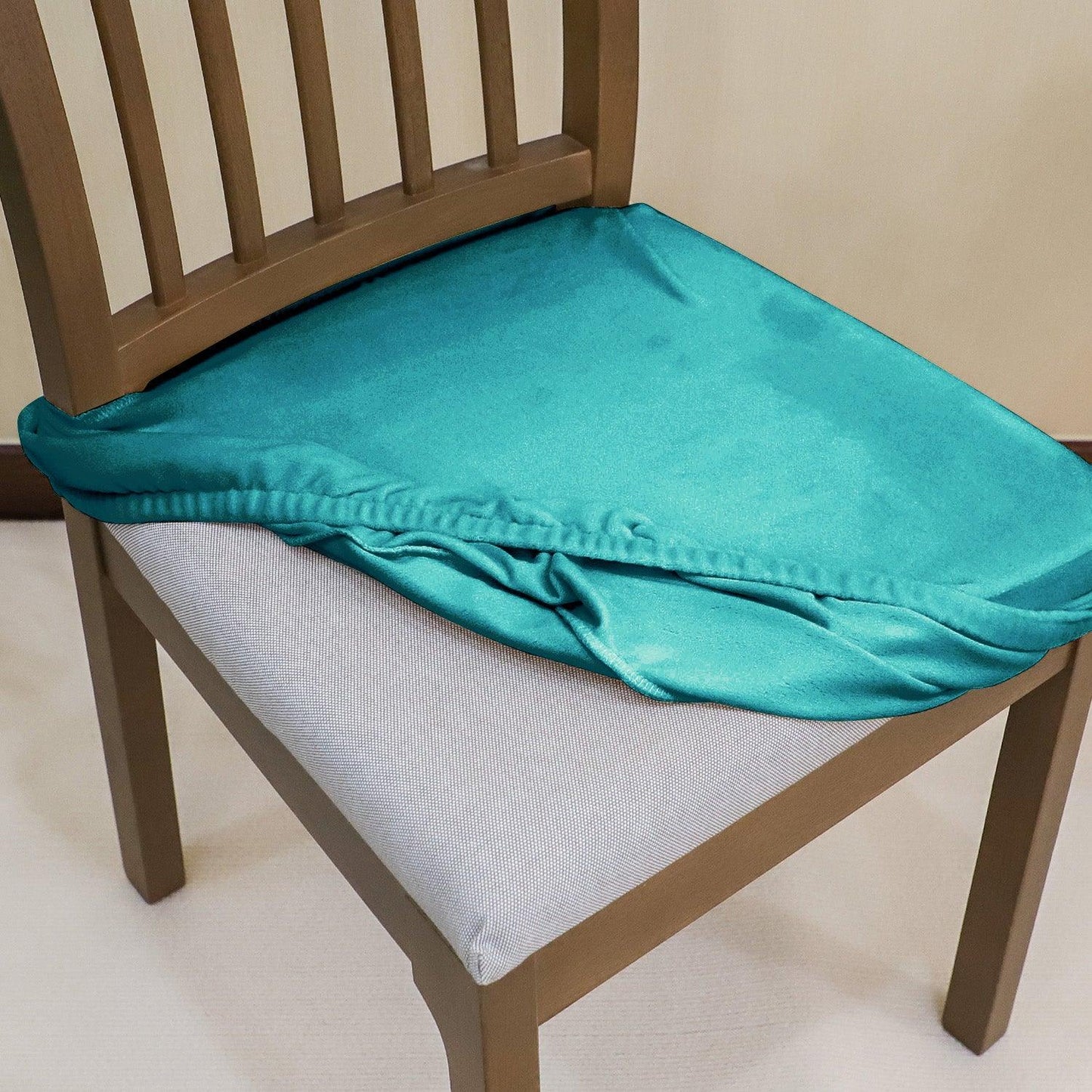 Premium Original Velvet Dining Chair Seat Cushion Cover, Turquoise - HOKIPO | Har Ghar ka Humsafar