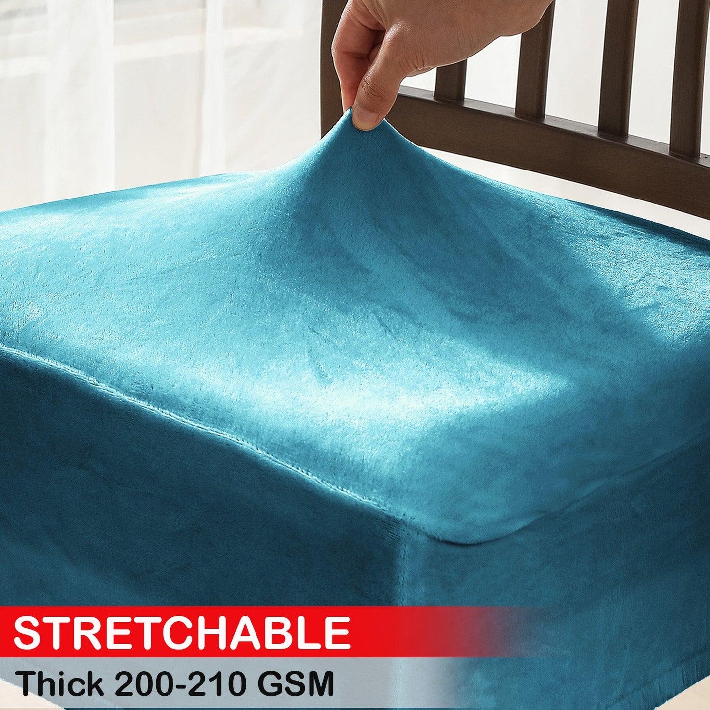 Premium Original Velvet Dining Chair Seat Cushion Cover, Turquoise - HOKIPO | Har Ghar ka Humsafar