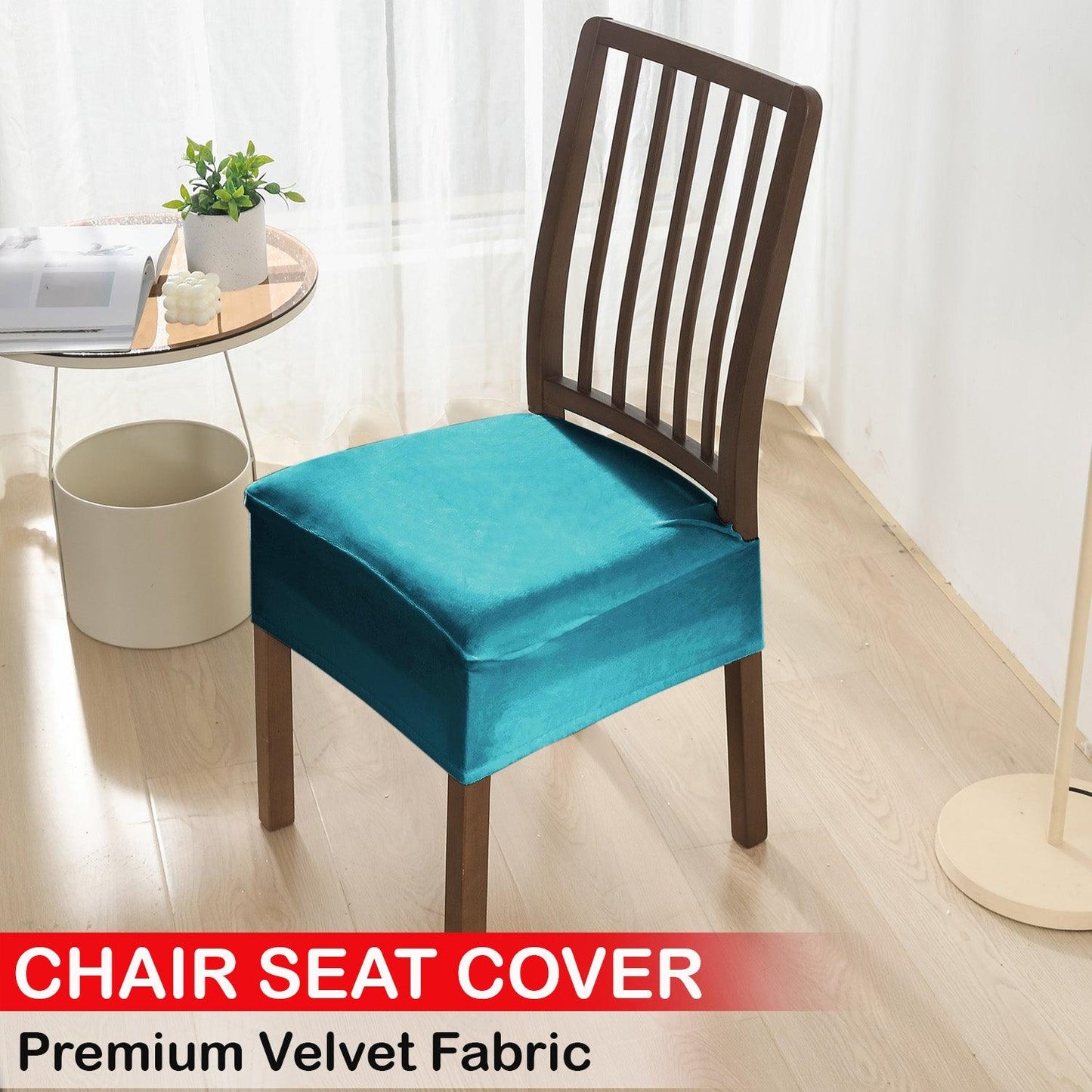 Premium Original Velvet Dining Chair Seat Cushion Cover, Turquoise - HOKIPO | Har Ghar ka Humsafar