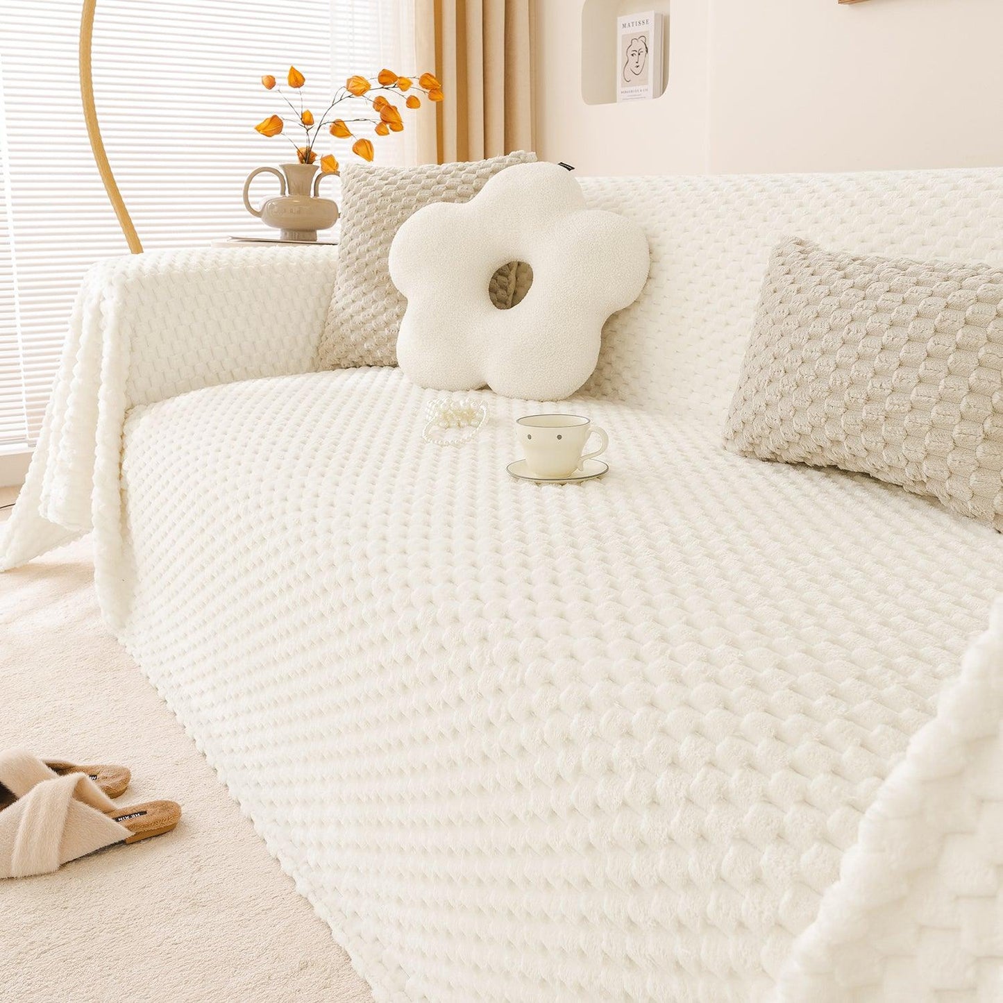 Shop Now Pearl White Premium Rabbit Plush Sofa Throw