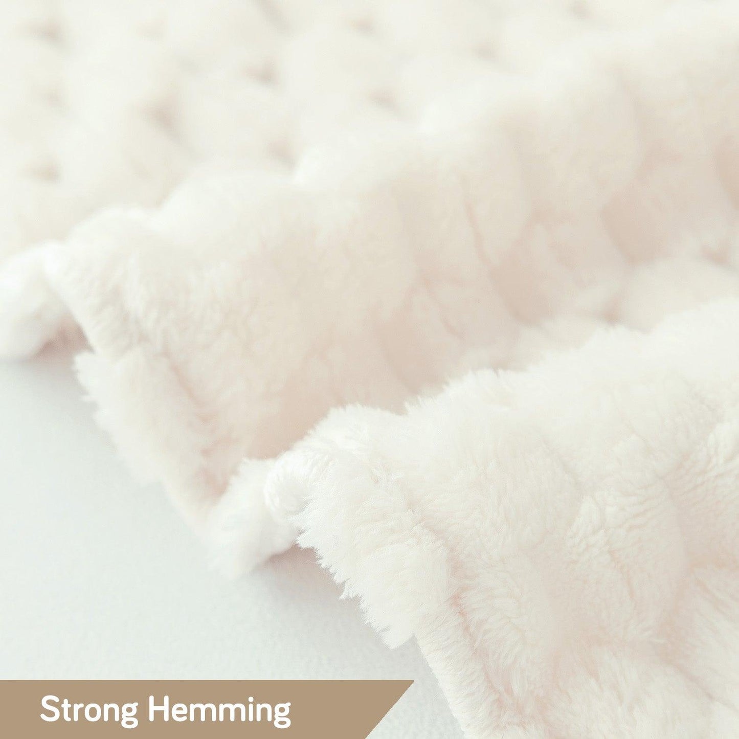 Soft Pearl White Premium Rabbit Plush Sofa Throw Blanket | HOKIPO