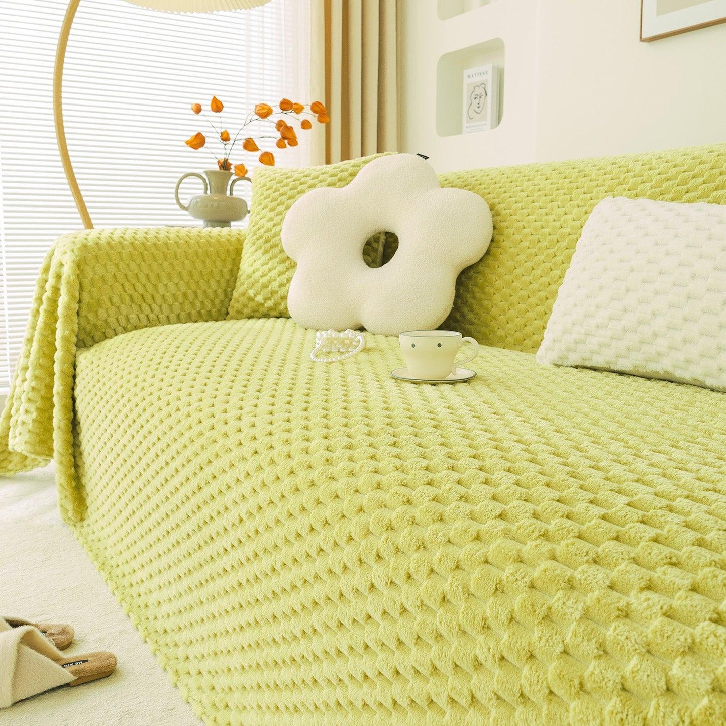 Get your Premium Rabbit Plush Sofa Throw in Pastel Green – available to buy online now