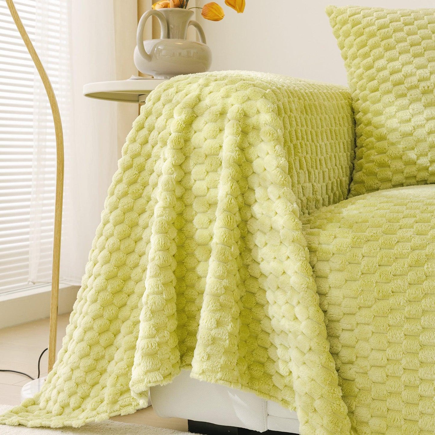 Shop Pastel Green Premium Rabbit Plush Sofa Throw online at HOKIPO