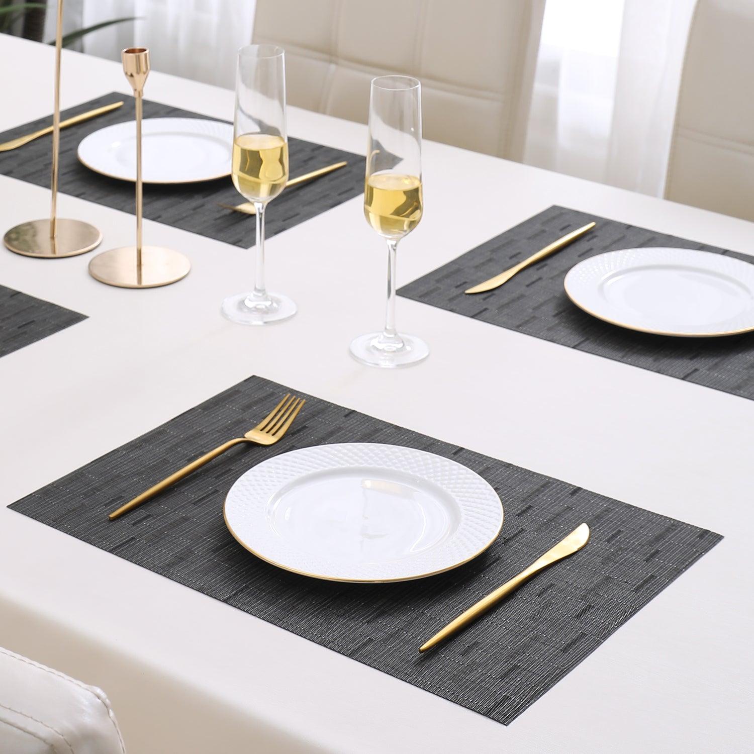 PVC Dining Table Mats, Black - HOKIPO | Har Ghar ka Humsafar