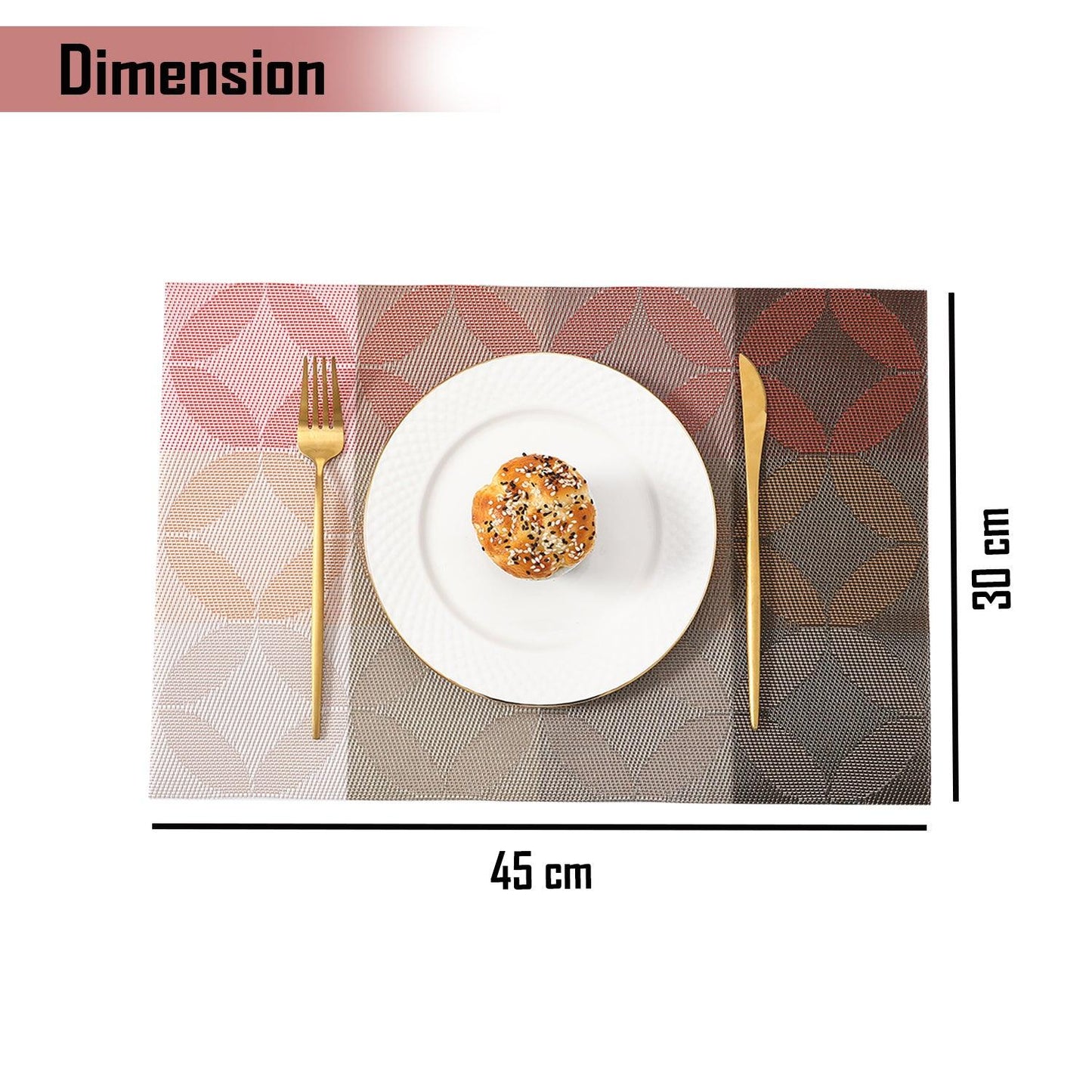 PVC Dining Table Mats, Geometric Red - HOKIPO | Har Ghar ka Humsafar