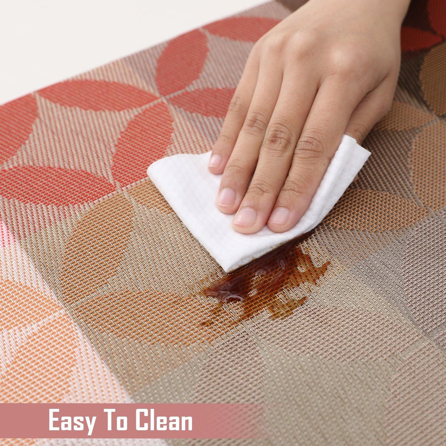 PVC Dining Table Mats, Geometric Red - HOKIPO | Har Ghar ka Humsafar
