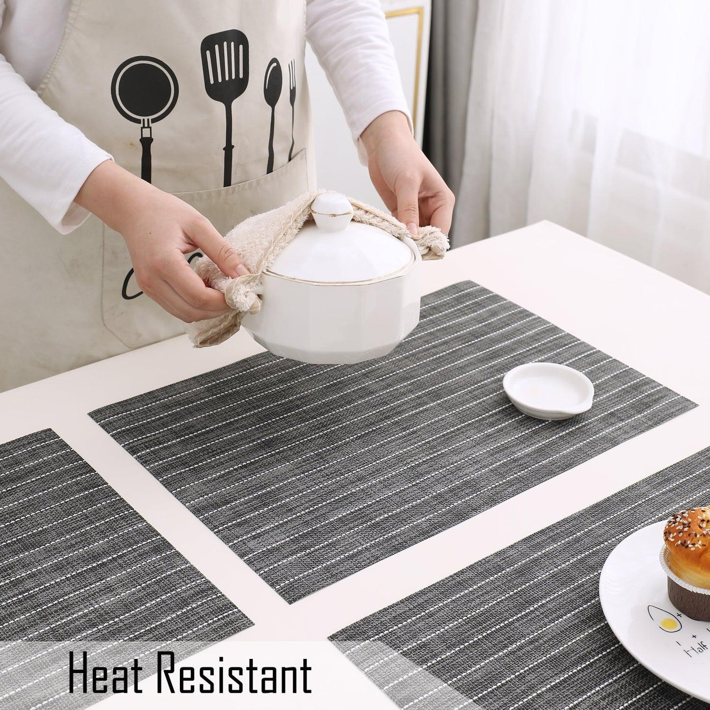 PVC Dining Table Mats, Grey - HOKIPO | Har Ghar ka Humsafar