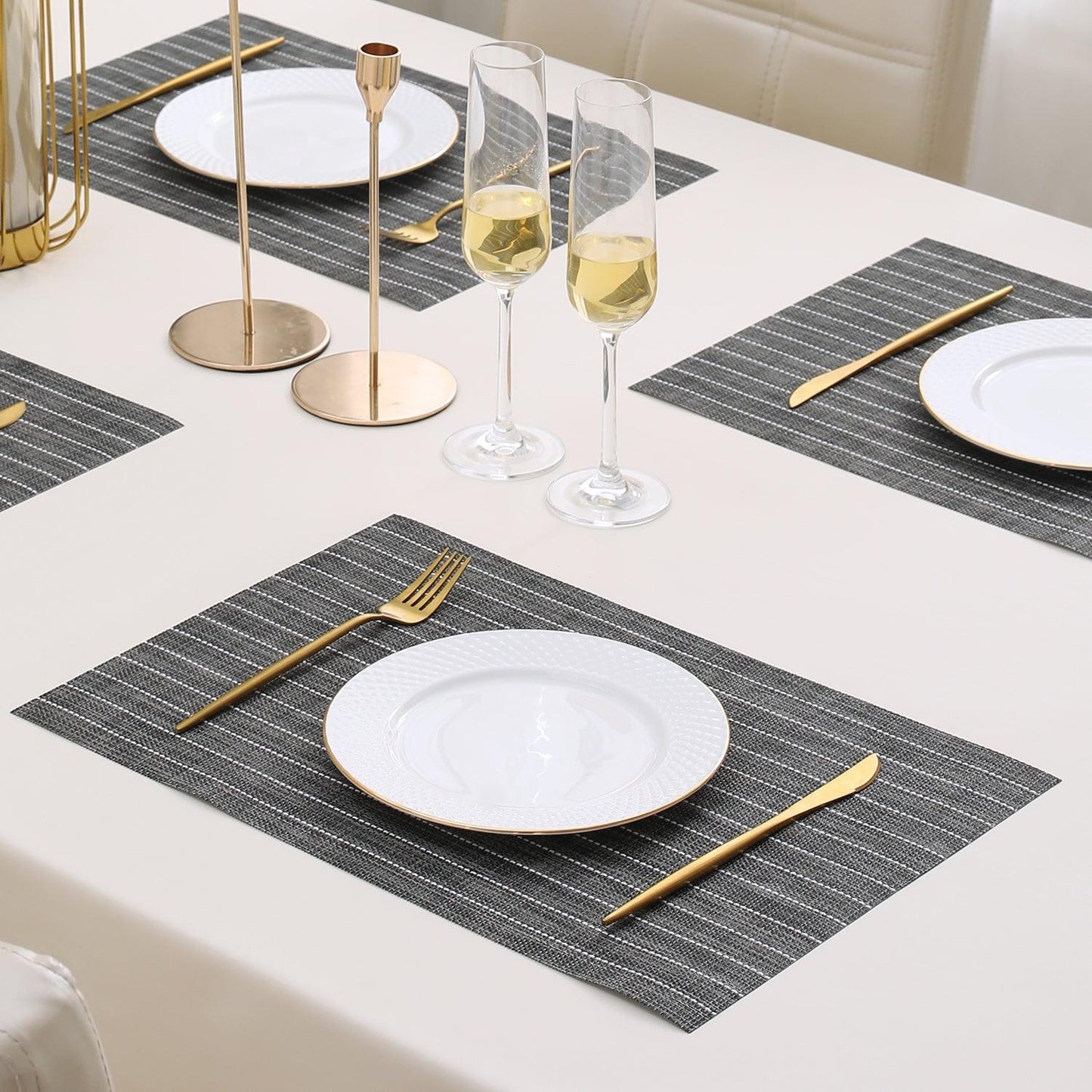 PVC Dining Table Mats, Grey - HOKIPO | Har Ghar ka Humsafar