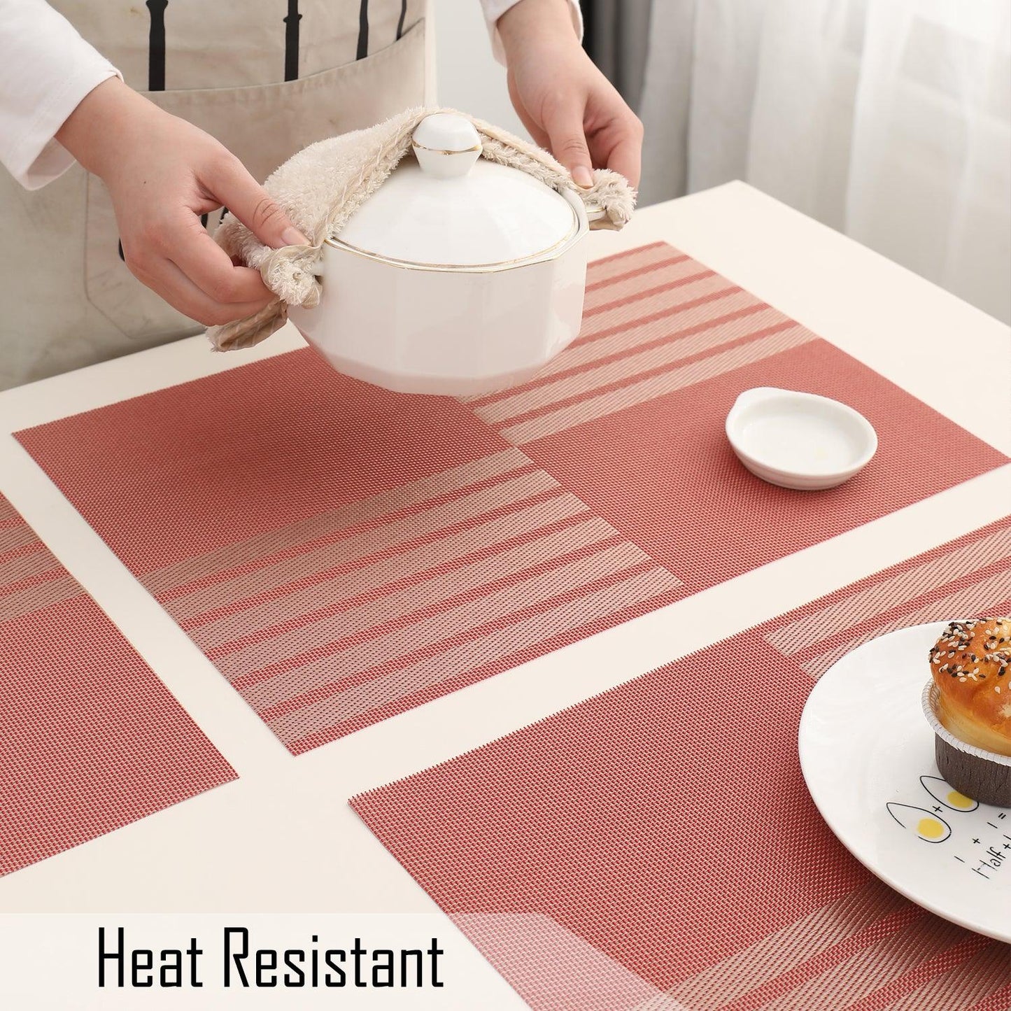 PVC Dining Table Mats, Red - HOKIPO | Har Ghar ka Humsafar
